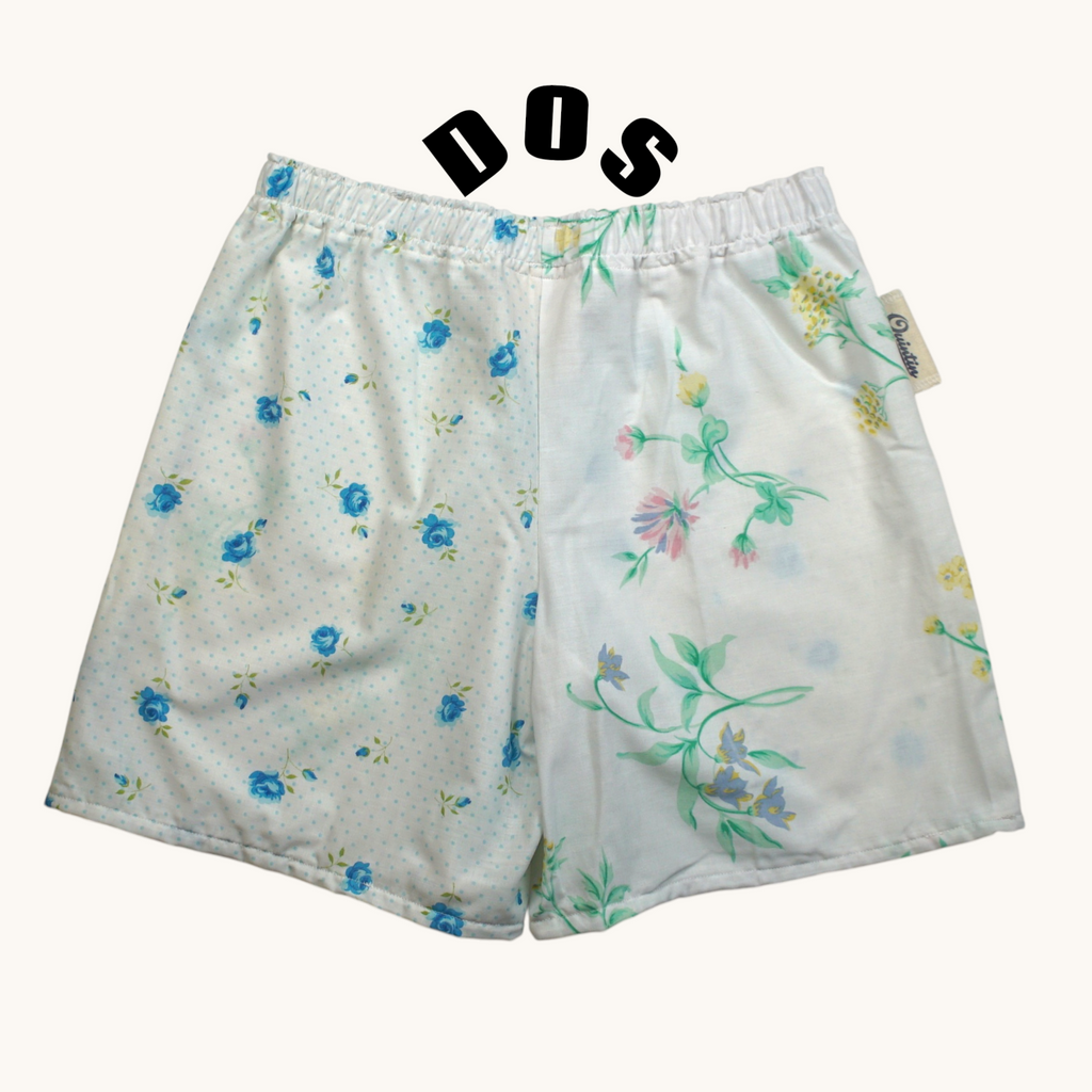Short long Duo Printemps – Coton upcyclé – Taille unique S à L – Unisexe – Collection Fleurs – Quintín