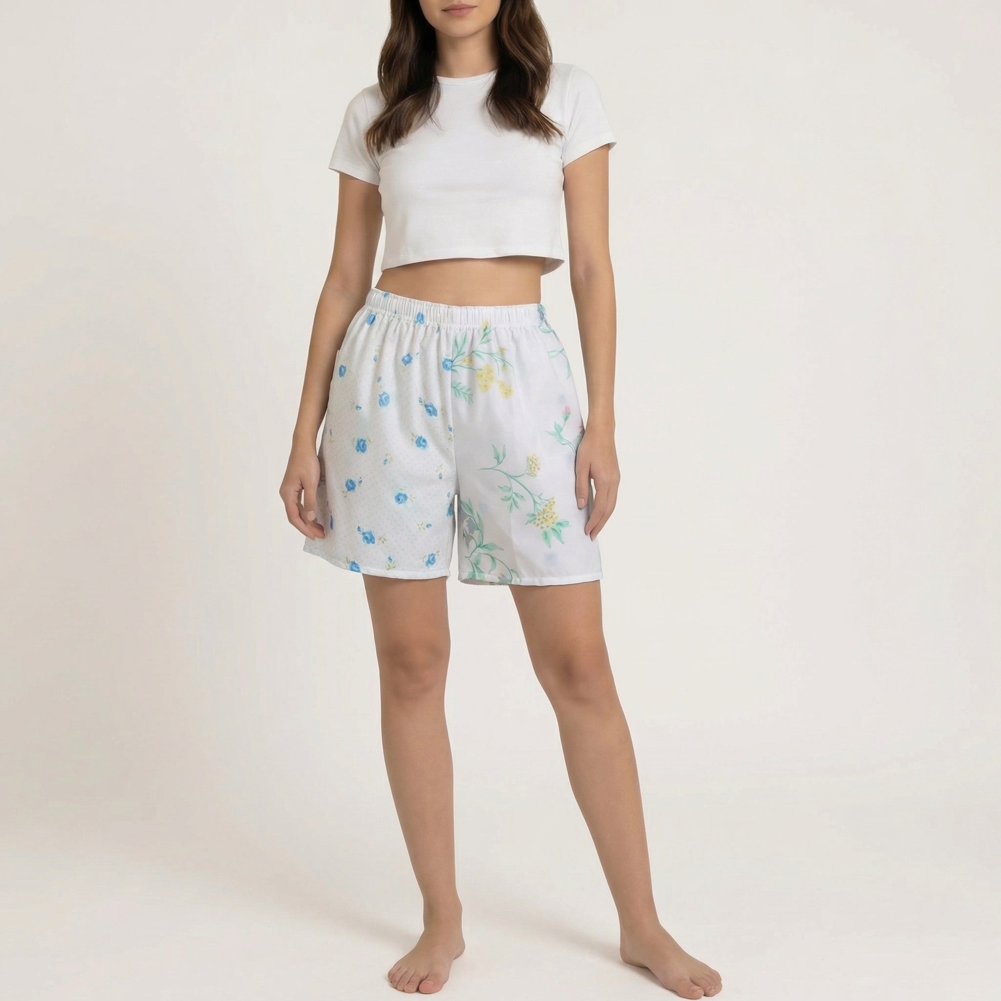 Short long Duo Printemps – Coton upcyclé – Taille unique S à L – Unisexe – Collection Fleurs – Quintín