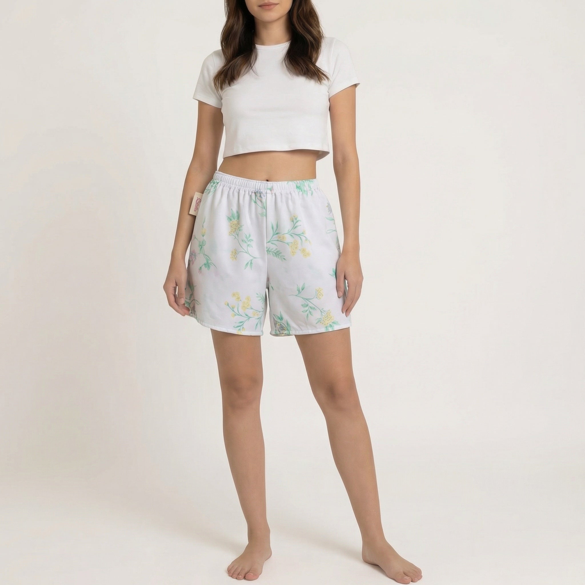 Short long Printemps – Coton upcyclé – Taille unique S à L – Unisexe – Collection Fleurs – Quintín
