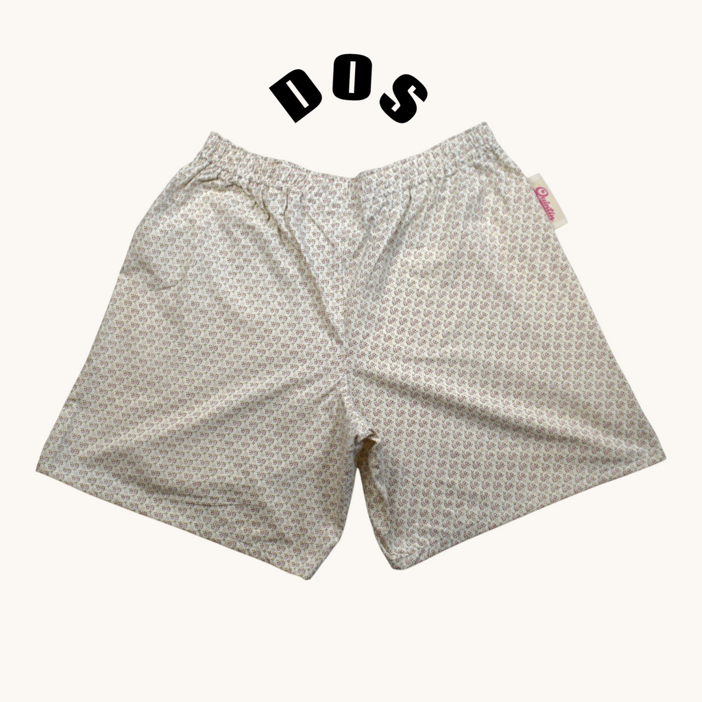 Short long Liberty – Coton upcyclé – Taille unique S à L – Unisexe – Collection Fleurs – Quintín