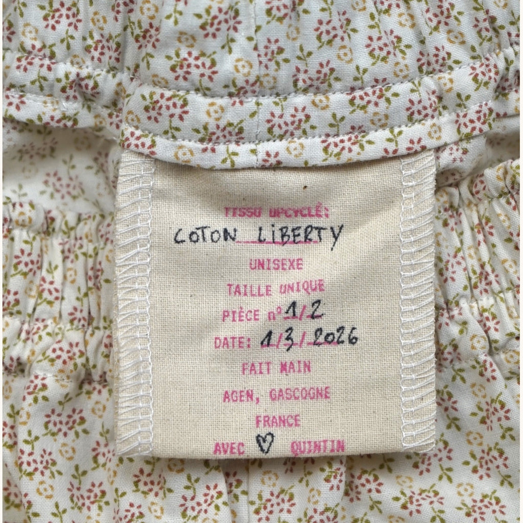 Short long Liberty – Coton upcyclé – Taille unique S à L – Unisexe – Collection Fleurs – Quintín