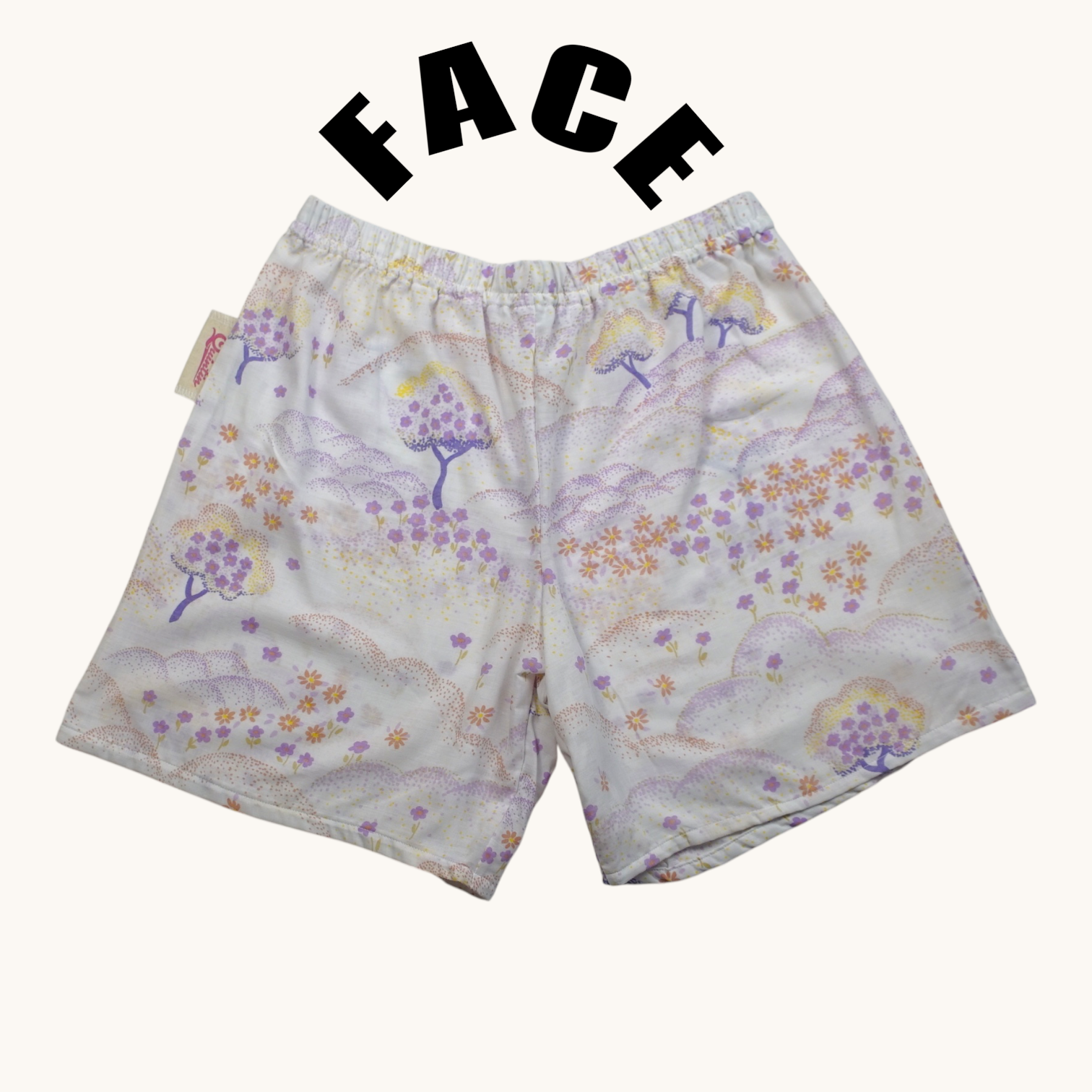 Short long Paysage 70's – Coton upcyclé – Taille unique S à L – Unisexe – Collection années 70 – Quintín