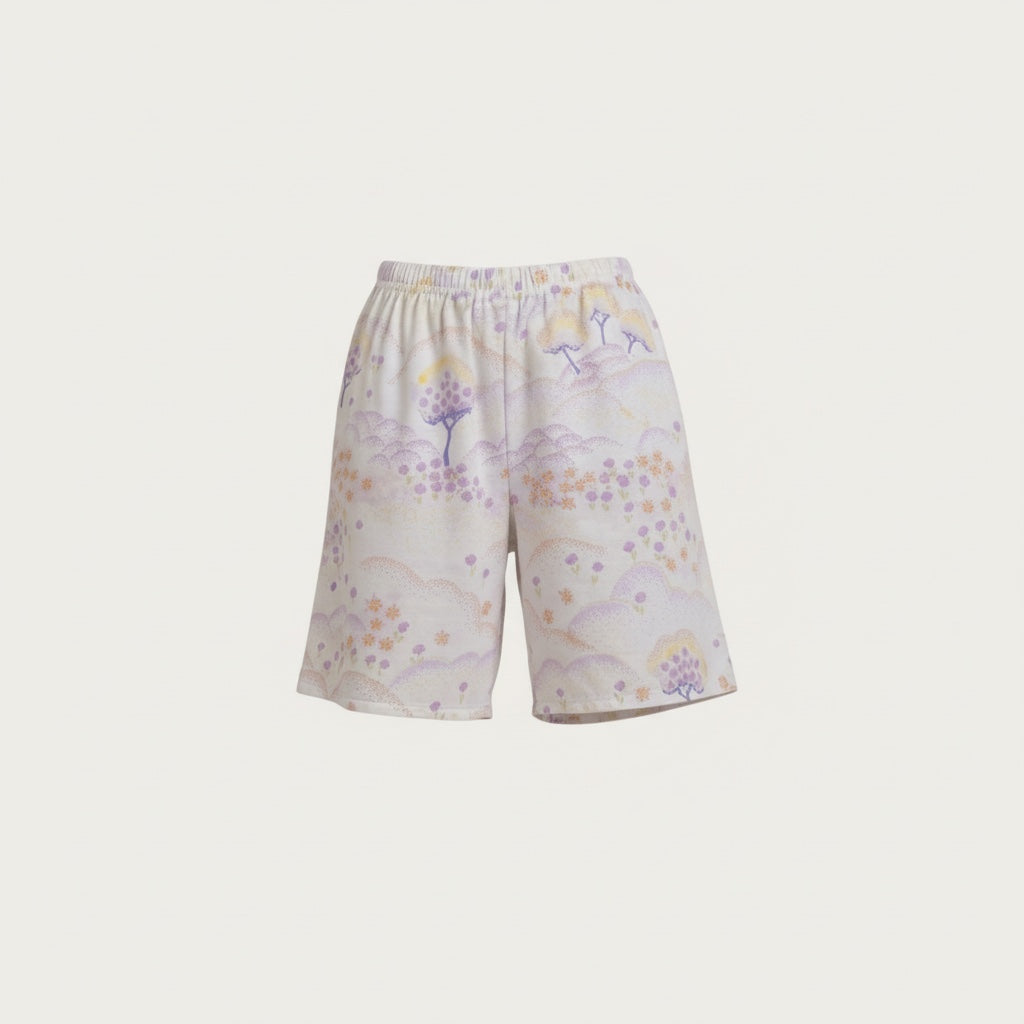 Short long Paysage 70's – Coton upcyclé – Taille unique S à L – Unisexe – Collection années 70 – Quintín