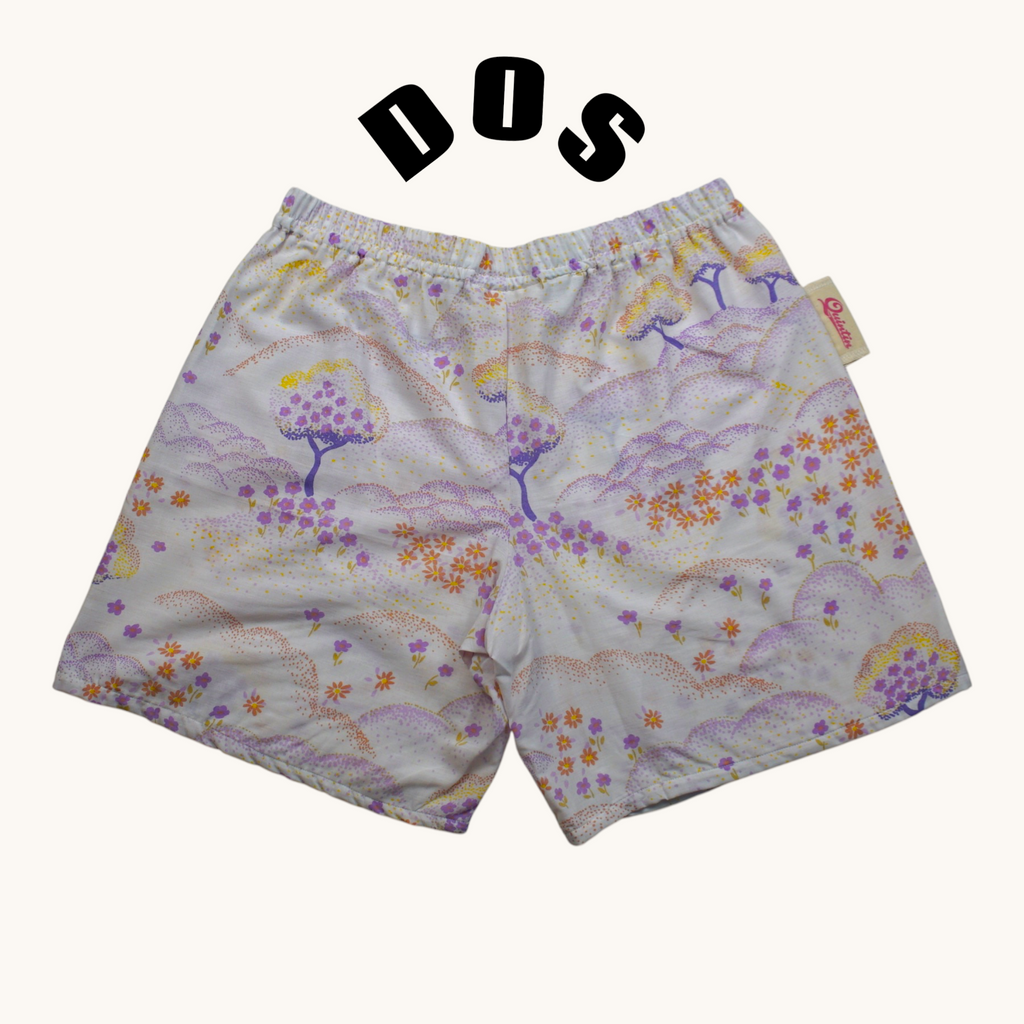 Short long Paysage 70's – Coton upcyclé – Taille unique S à L – Unisexe – Collection années 70 – Quintín