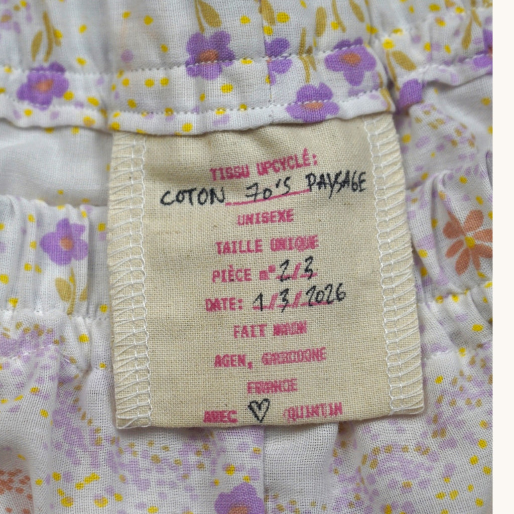Short long Paysage 70's – Coton upcyclé – Taille unique S à L – Unisexe – Collection années 70 – Quintín