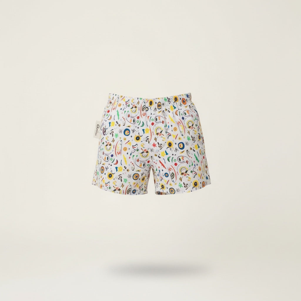 Pantalón corto paracaídas Juan Miró – Algodón reciclado – Talla única (S a L) – Unisex – Colección Cultura Pop – Quintín