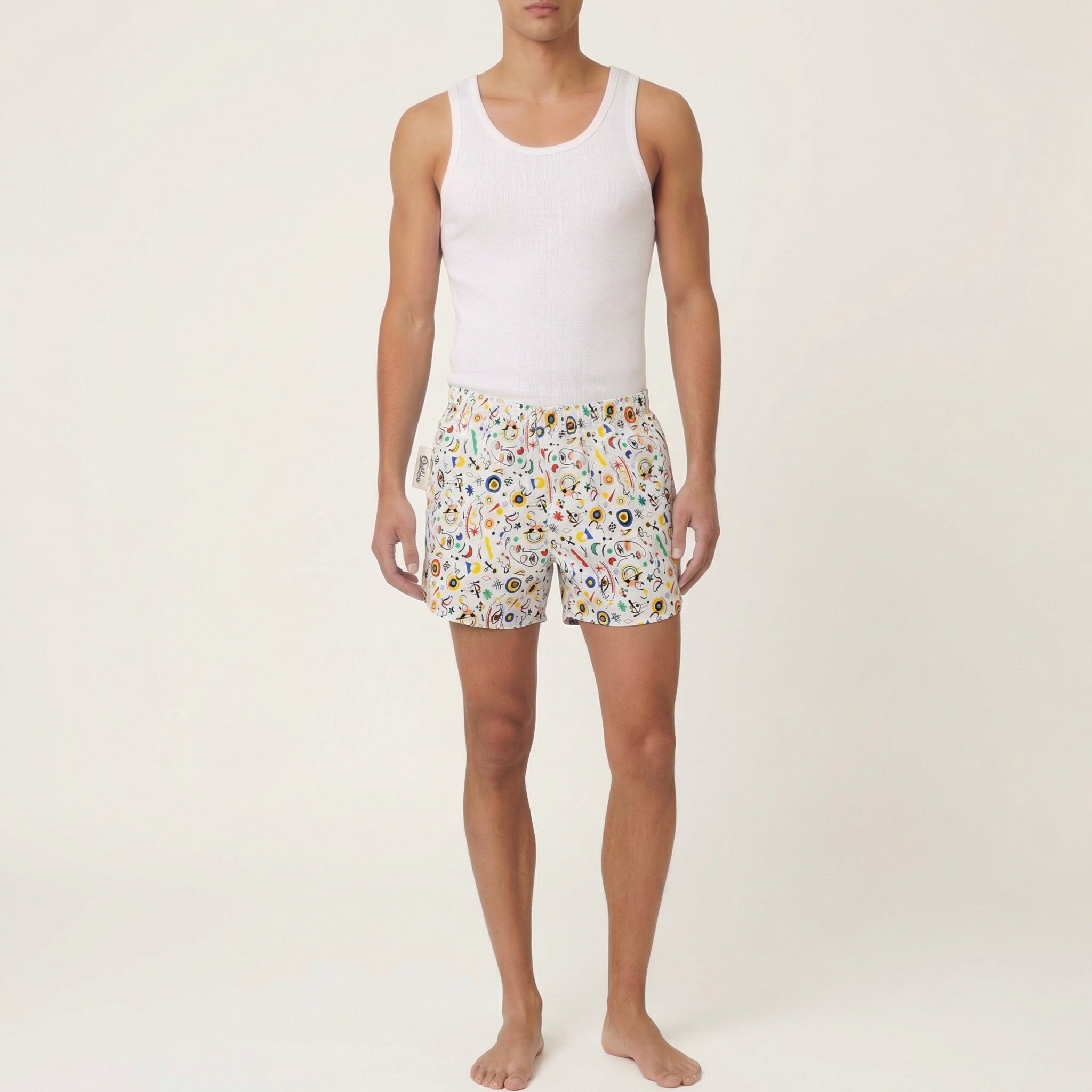 Pantalón corto paracaídas Juan Miró – Algodón reciclado – Talla única (S a L) – Unisex – Colección Cultura Pop – Quintín