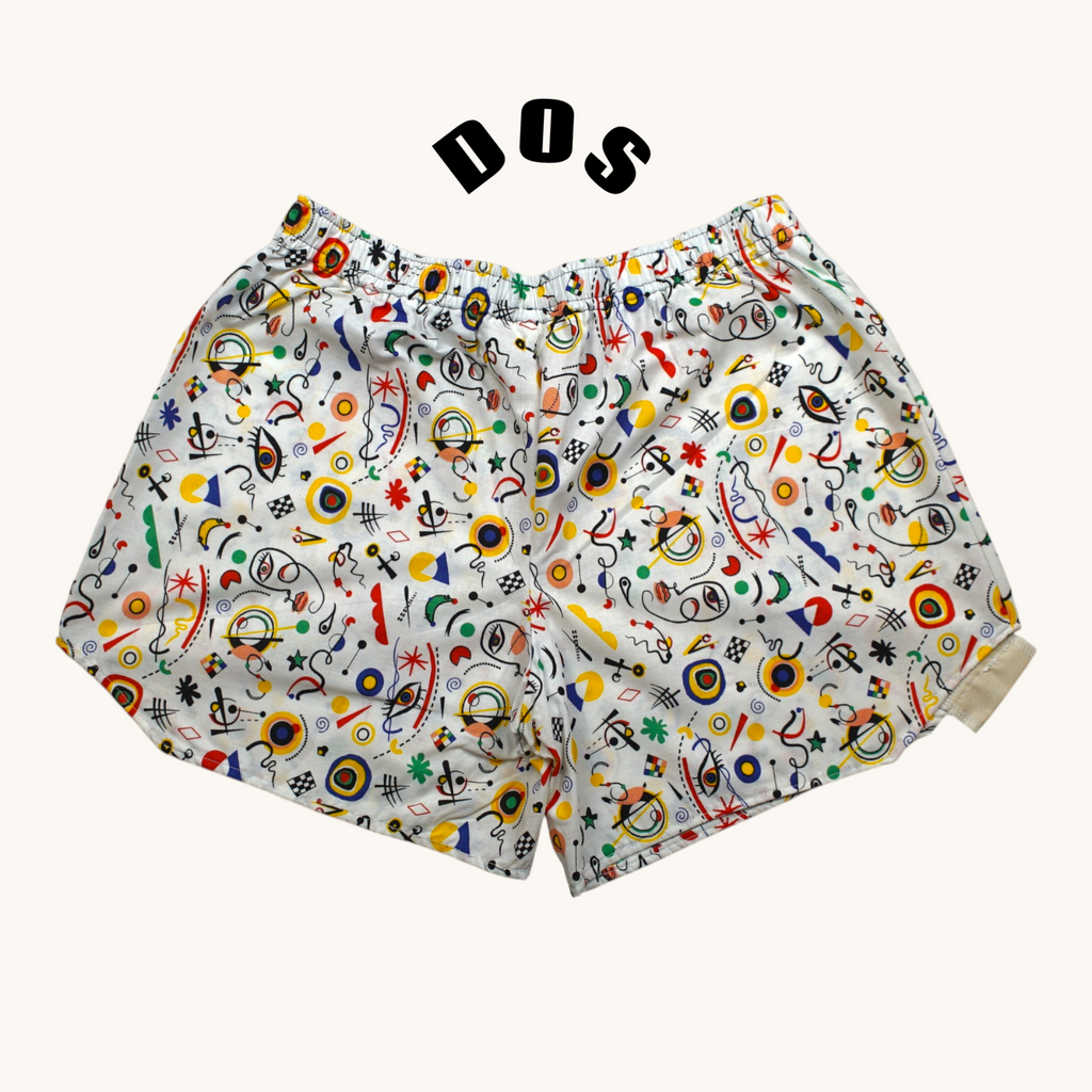 Short parachute Juan Miró  – Coton upcyclé – Taille unique S à L – Unisexe – Collection Pop Culture – Quintín