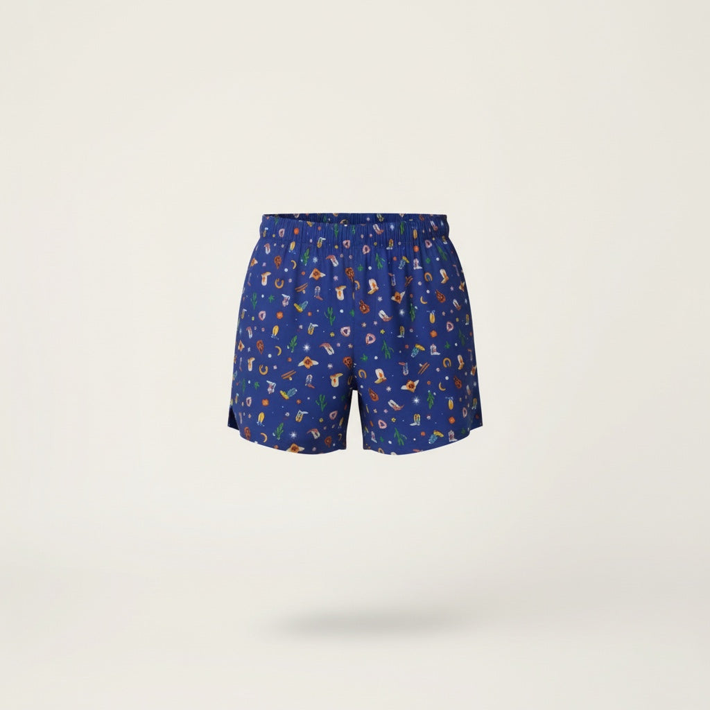 Short parachute Western Heart – Coton/Vicose upcyclé – Taille unique S à L – Unisexe – Collection Pop Culture – Quintín