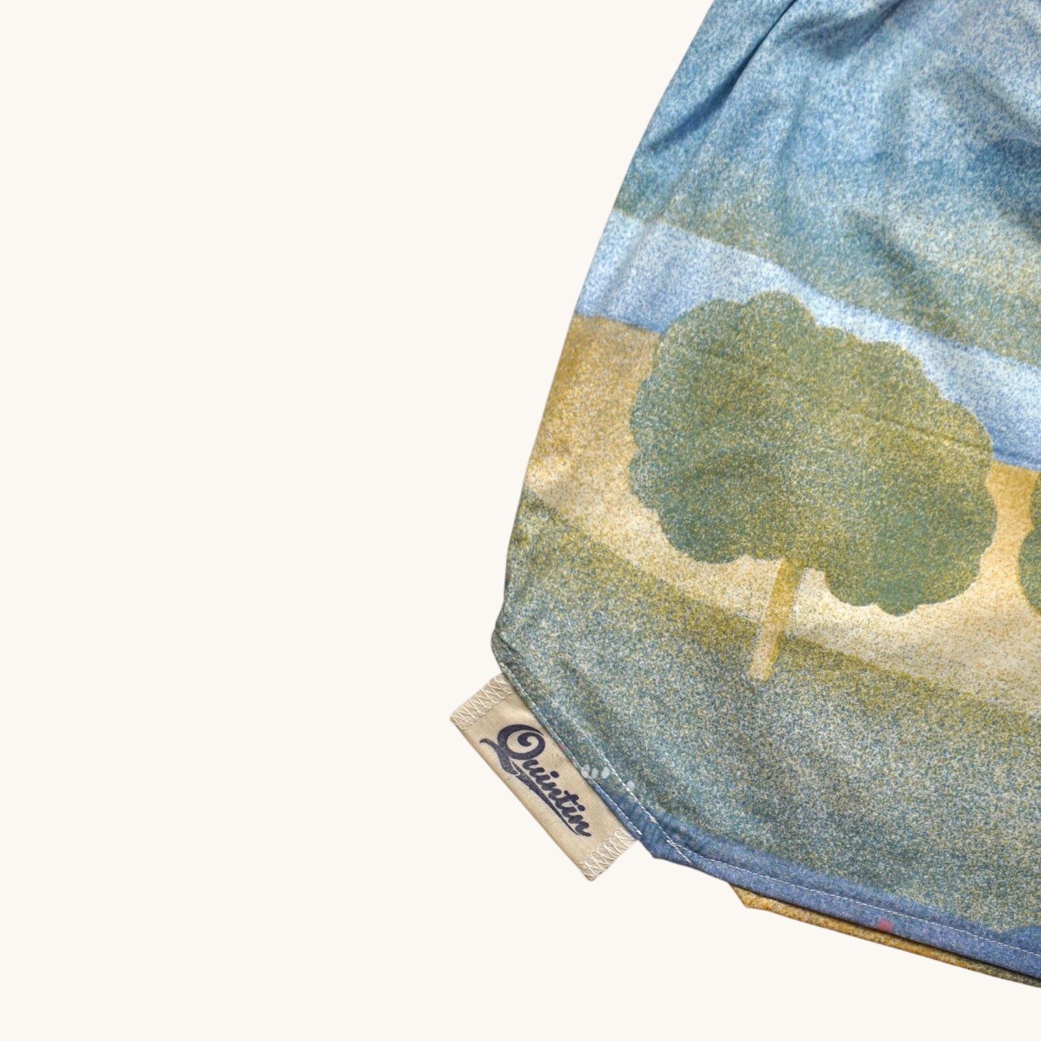 Short parachute Paysage 70's – Coton upcyclé – Taille unique S à L – Unisexe – Collection Années 70 – Quintín