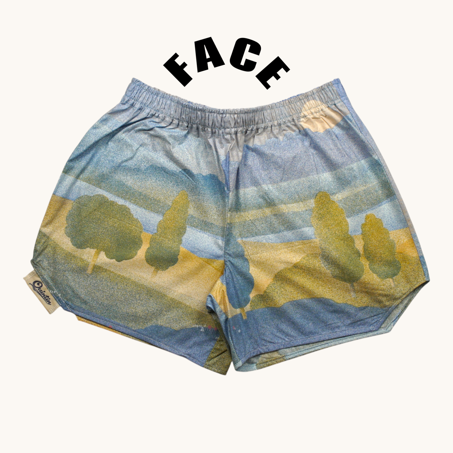 Short parachute Paysage 70's – Coton upcyclé – Taille unique S à L – Unisexe – Collection Années 70 – Quintín