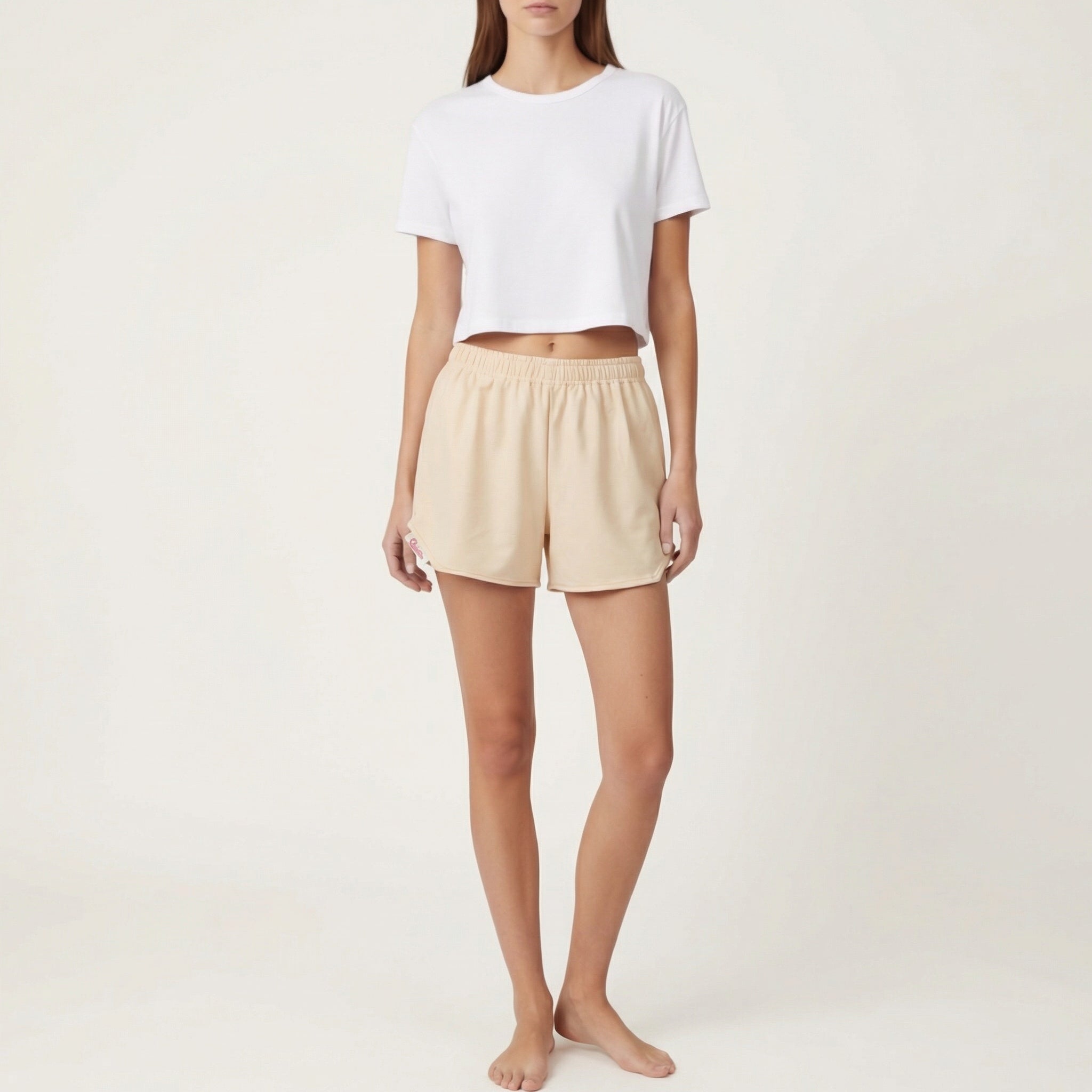 Short parachute Rose Perlé n°2 – Coton upcyclé – Taille unique S à L – Unisexe – Collection Rose Bonbon / Couleurs Unies – Quintín