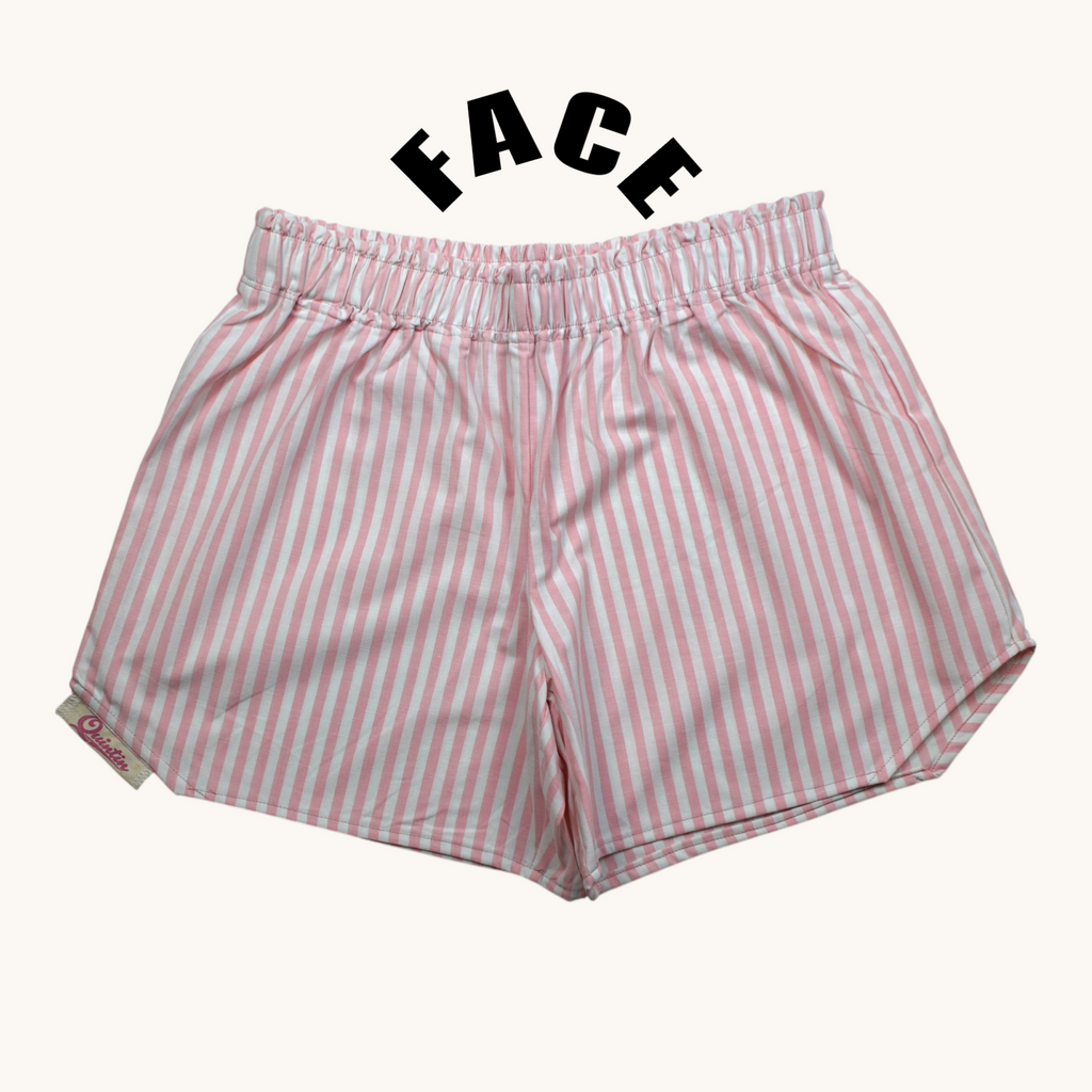 Shorts Parachute Rayados Rosa – Algodón Reciclado – Talla Única S a L – Unisex – Colección Rosa Caramelo – Quintín