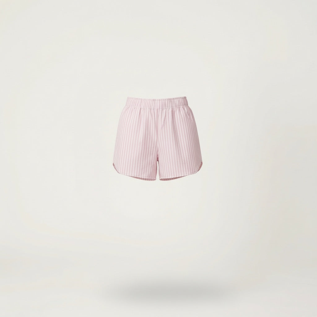 Short parachute Rose Rayé – Coton upcyclé – Taille unique S à L – Unisexe – Collection Rose Bonbon – Quintín