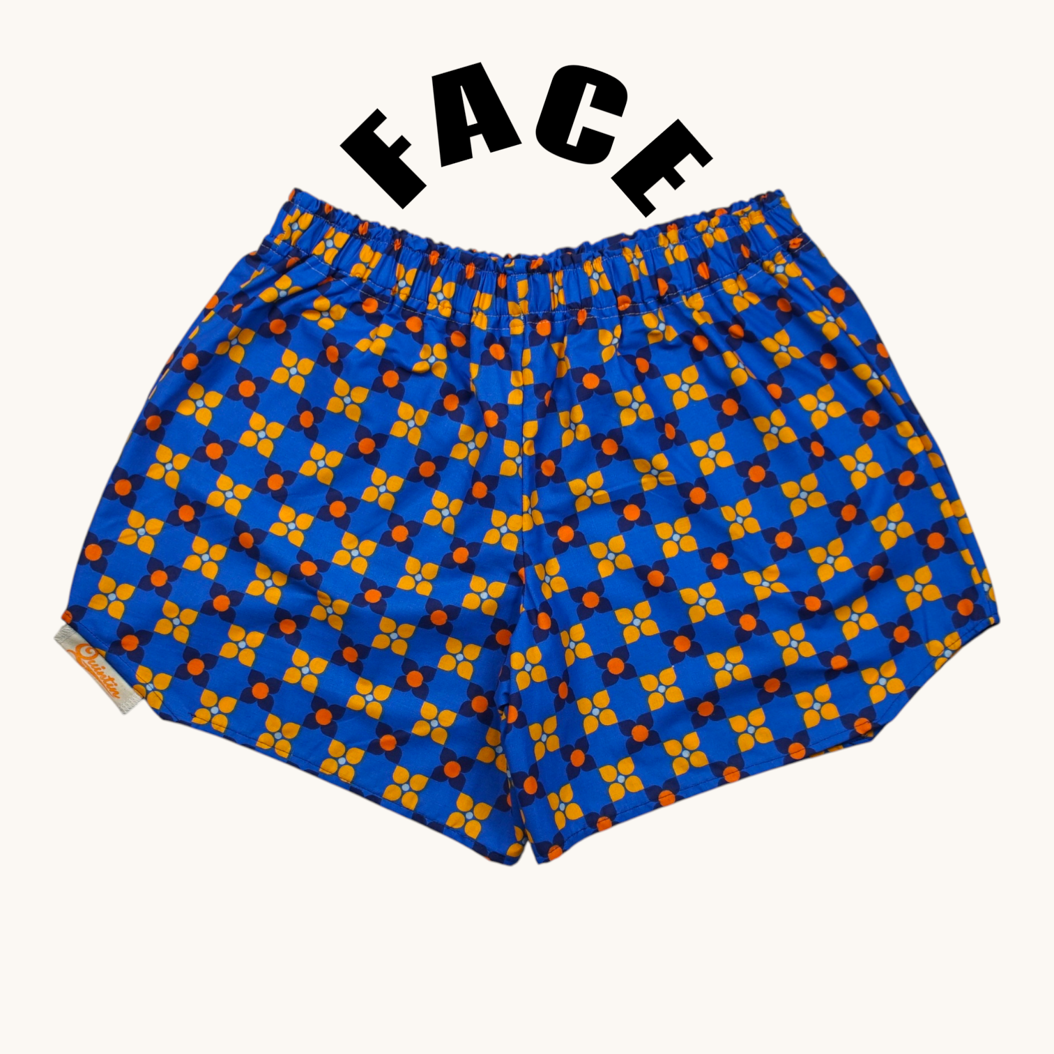 Shorts Paracaídas Retro Geométricos – Algodón Reciclado – Talla Única S a L – Unisex – Colección Años 70 – Quintín