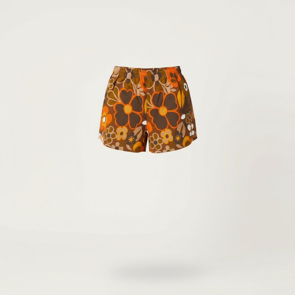 Short parachute Caravan Flowers – Coton upcyclé – Taille unique S à L – Unisexe – Collection Années 70 – Quintín