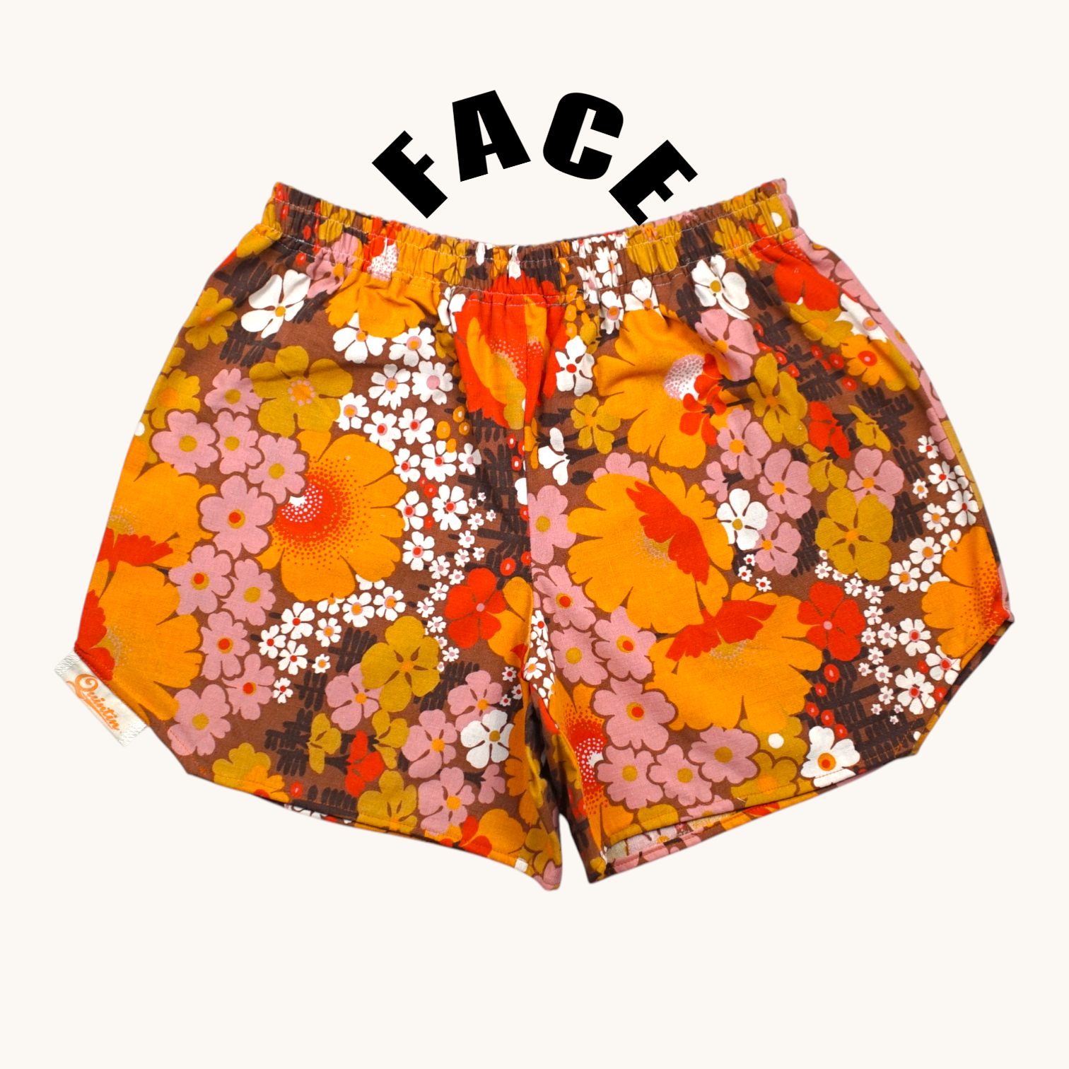 Short parachute 70's Flowers – Coton upcyclé – Taille unique S à L – Unisexe – Collection Années 70 – Quintín