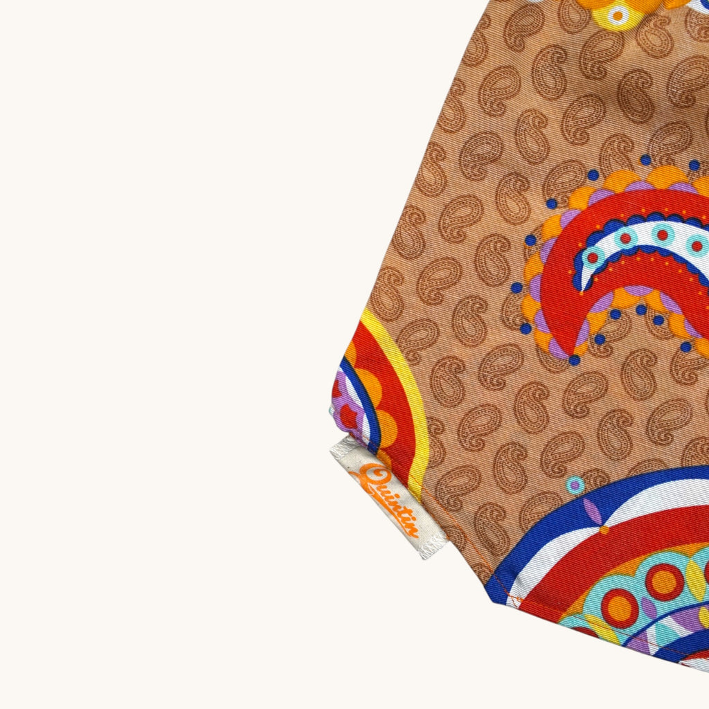 Short parachute Mandala Retro – Coton upcyclé – Taille unique S à L – Unisexe – Collection Années 70 – Quintín