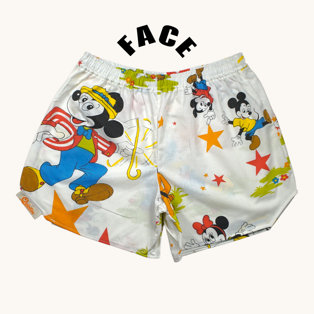 Shorts paracaídas Disney años 70 – Algodón reciclado – Talla única (S a L) – Unisex – Colección Cultura Pop – Quintín