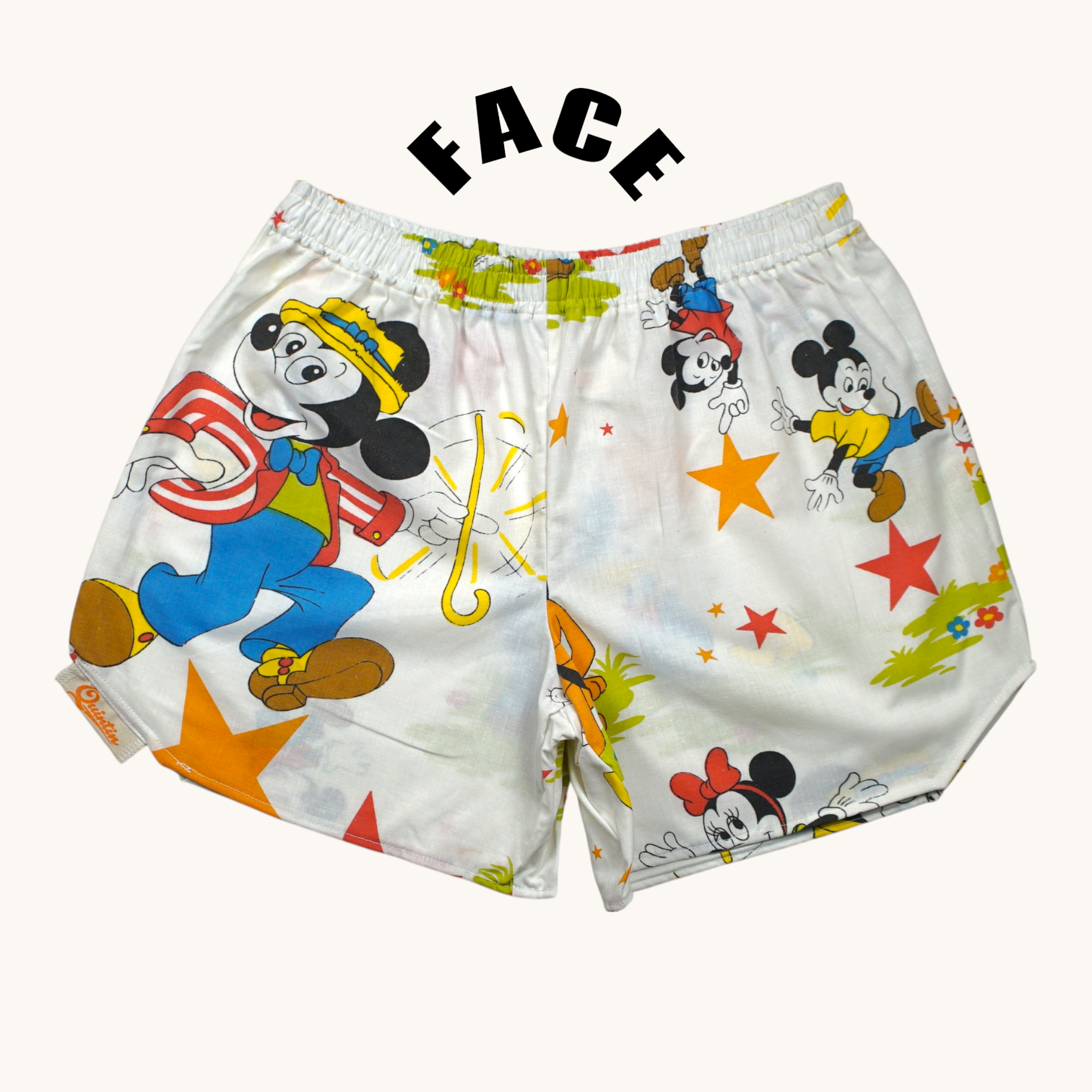 Short parachute Disney 70's – Coton upcyclé – Taille unique S à L – Unisexe – Collection Pop Culture – Quintín