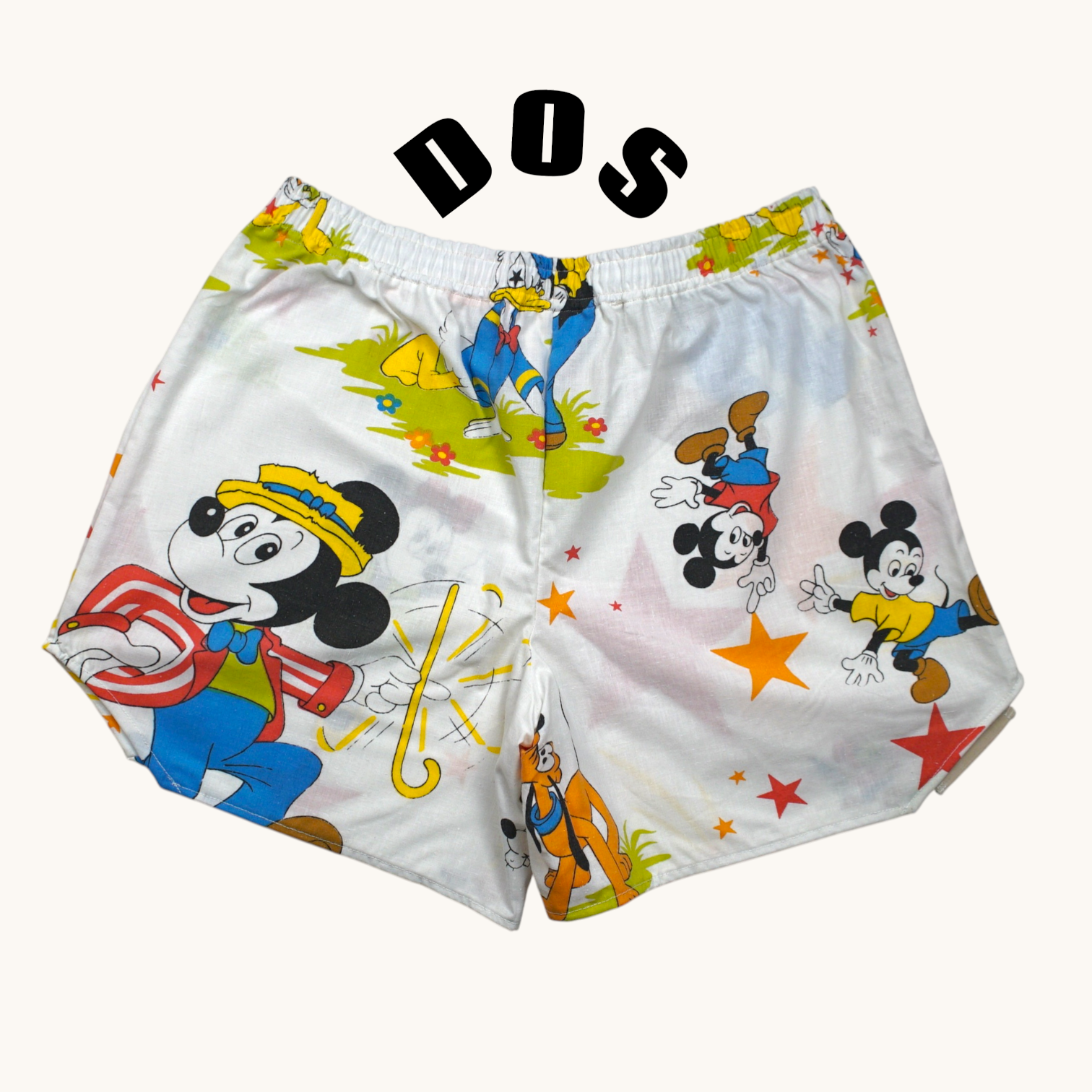 Short parachute Disney 70's – Coton upcyclé – Taille unique S à L – Unisexe – Collection Pop Culture – Quintín