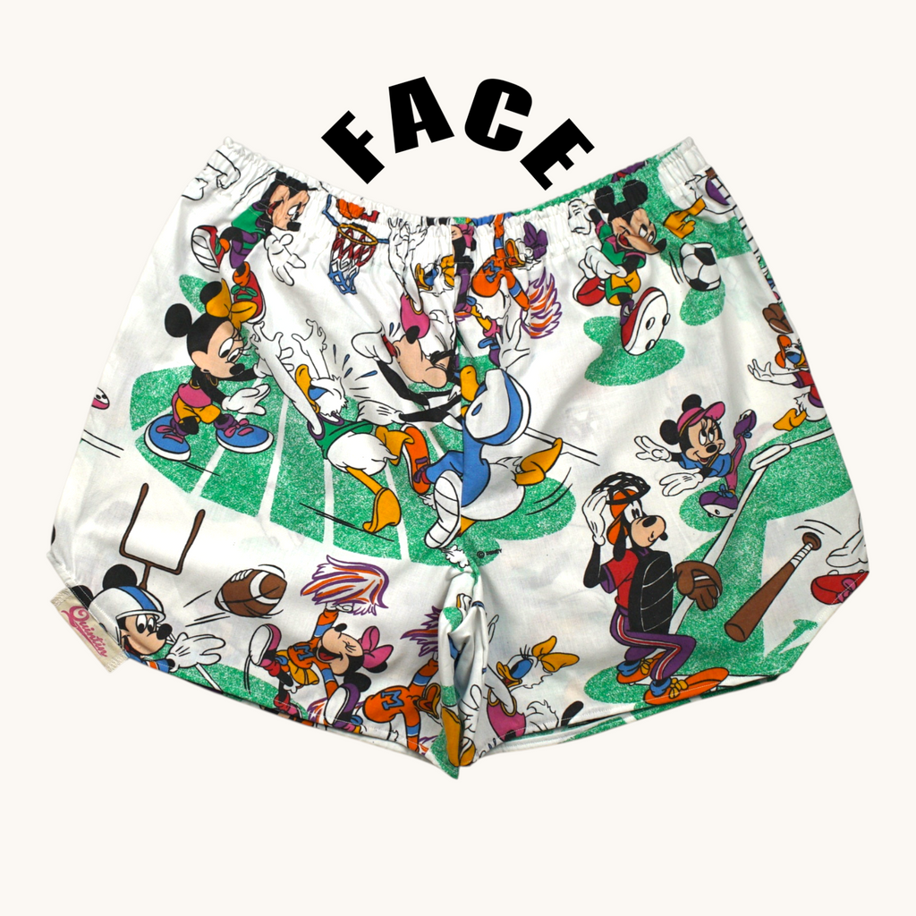 Short parachute Mickey Basket  – Coton upcyclé – Taille unique S à L – Unisexe – Collection Pop Culture – Quintín