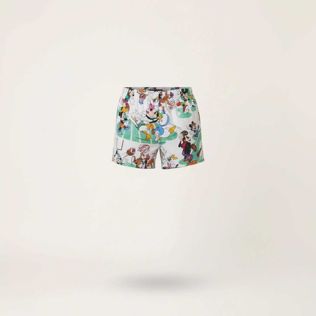 Short parachute Mickey Basket  – Coton upcyclé – Taille unique S à L – Unisexe – Collection Pop Culture – Quintín