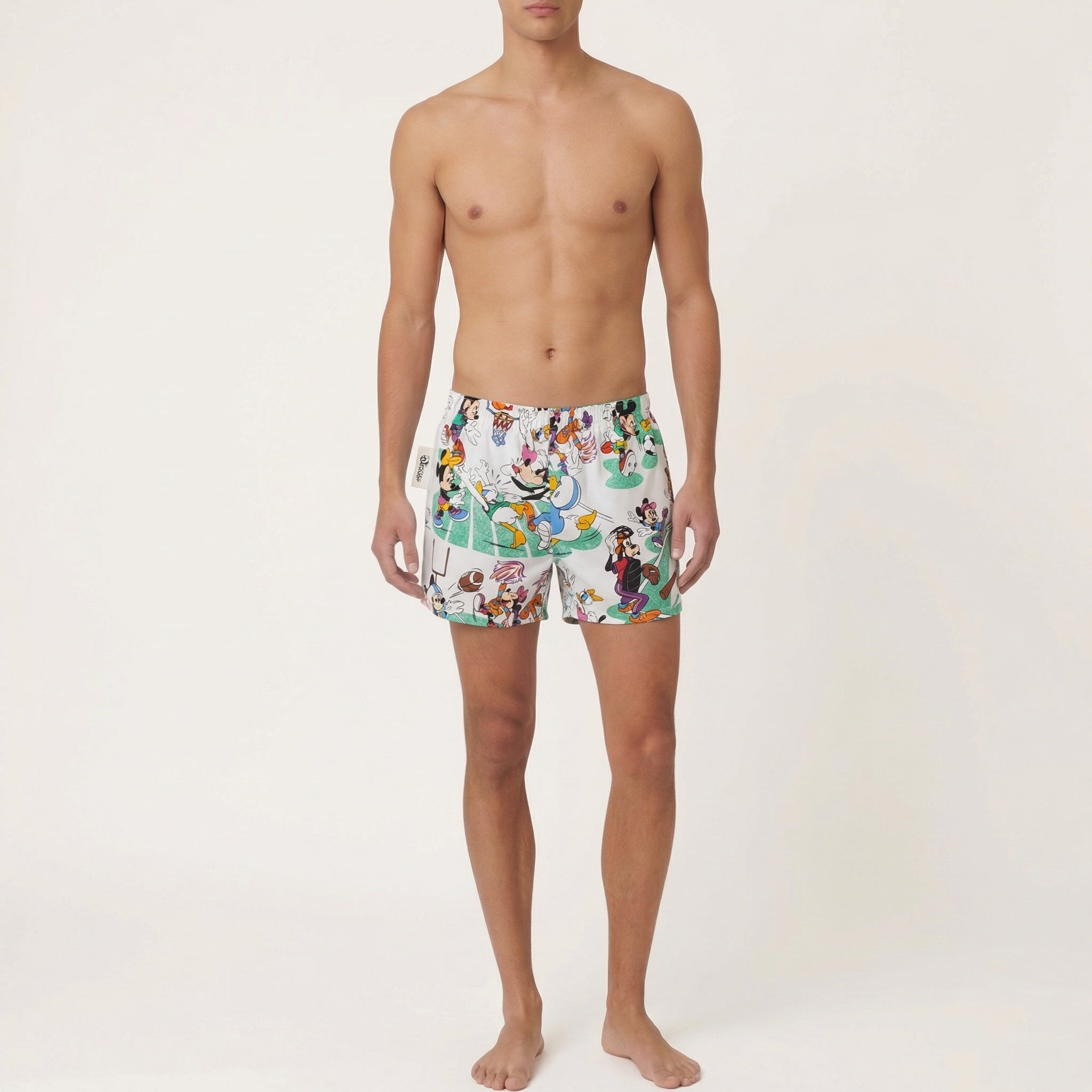 Short parachute Mickey Basket 2 – Coton upcyclé – Taille unique S à L – Unisexe – Collection Pop Culture – Quintín