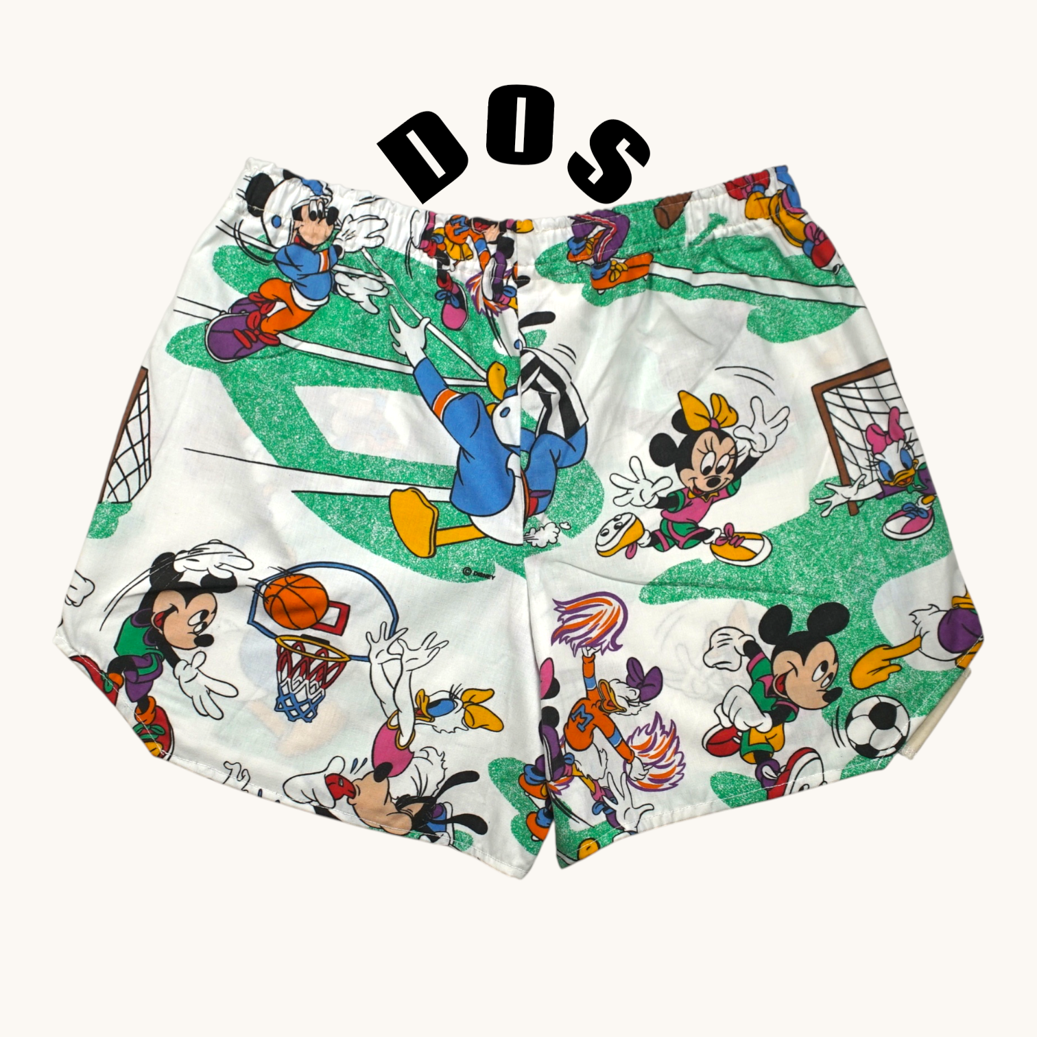 Short parachute Mickey Basket 2 – Coton upcyclé – Taille unique S à L – Unisexe – Collection Pop Culture – Quintín