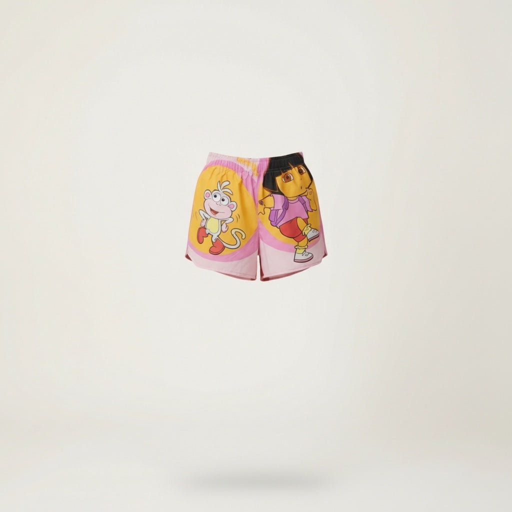Shorts paracaídas Dora 2 – Algodón reciclado – Talla única (S a L) – Unisex – Colección Cultura Pop – Quintín