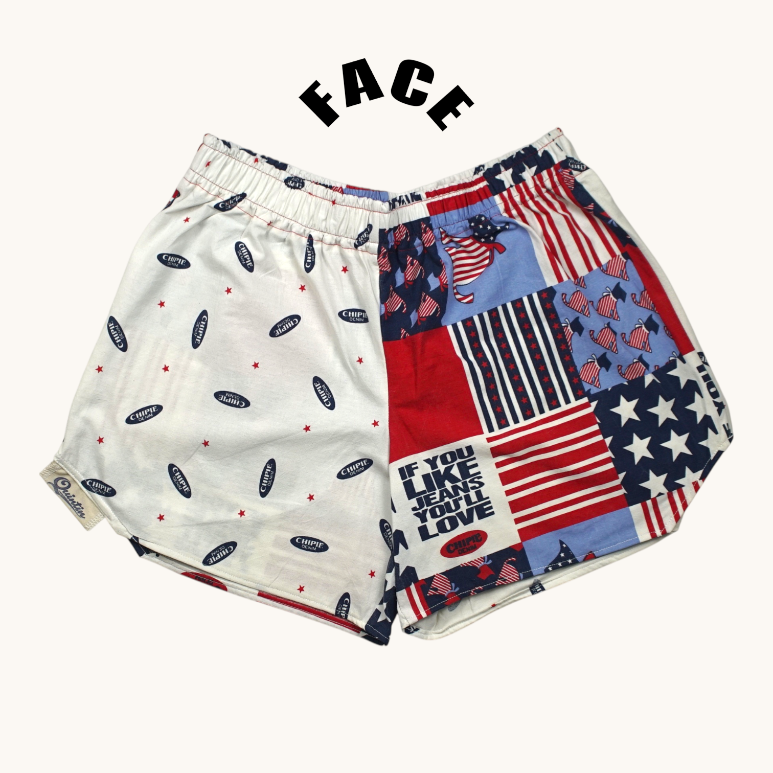 Short parachute Chipie USA – Coton upcyclé – Taille unique S à L – Unisexe – Collection Pop Culture – Quintín