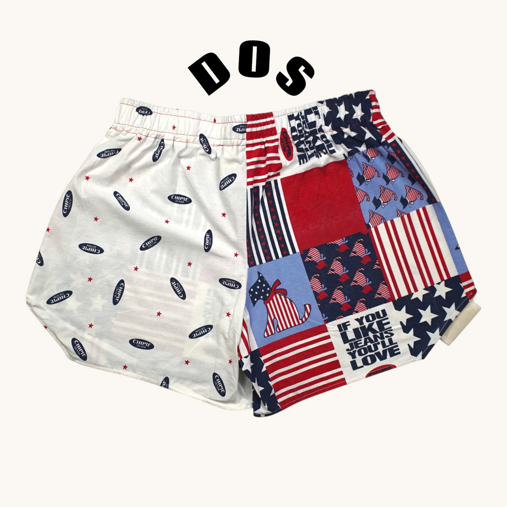 Short parachute Chipie USA – Coton upcyclé – Taille unique S à L – Unisexe – Collection Pop Culture – Quintín