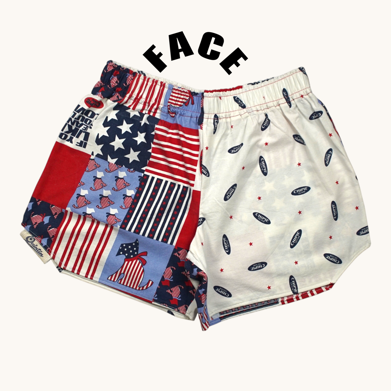 Short parachute Chipie USA – Coton upcyclé – Taille unique S à L – Unisexe – Collection Pop Culture – Quintín