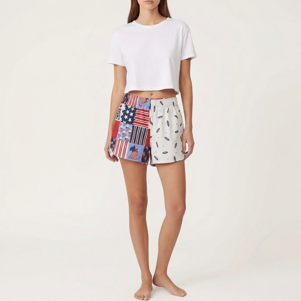 Pantalones cortos de paracaídas Chipie USA – Algodón reciclado – Talla única (S a L) – Unisex – Colección Cultura Pop – Quintín