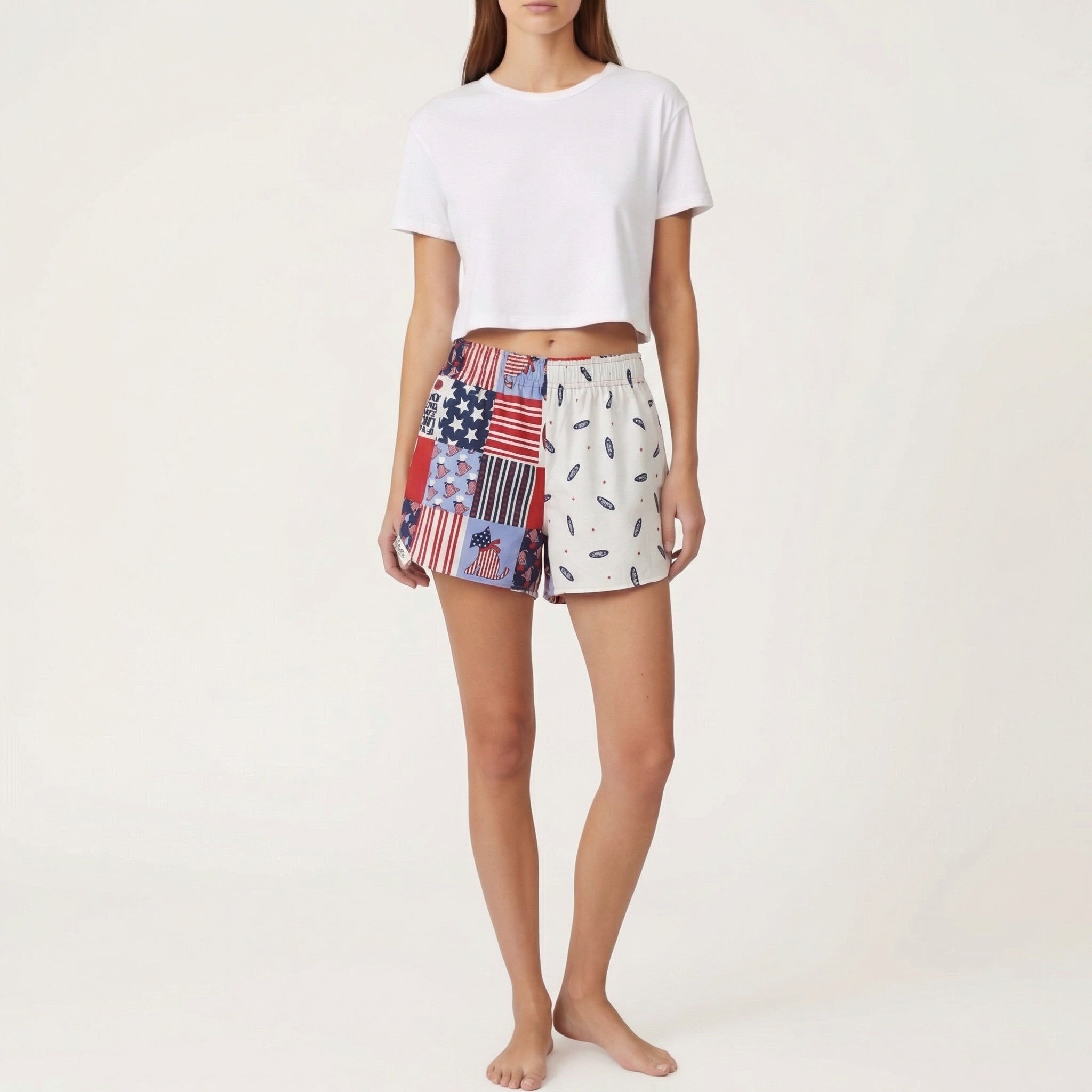Short parachute Chipie USA – Coton upcyclé – Taille unique S à L – Unisexe – Collection Pop Culture – Quintín
