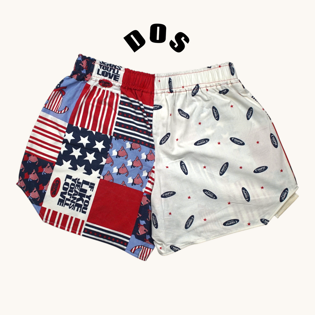 Pantalones cortos de paracaídas Chipie USA – Algodón reciclado – Talla única (S a L) – Unisex – Colección Cultura Pop – Quintín