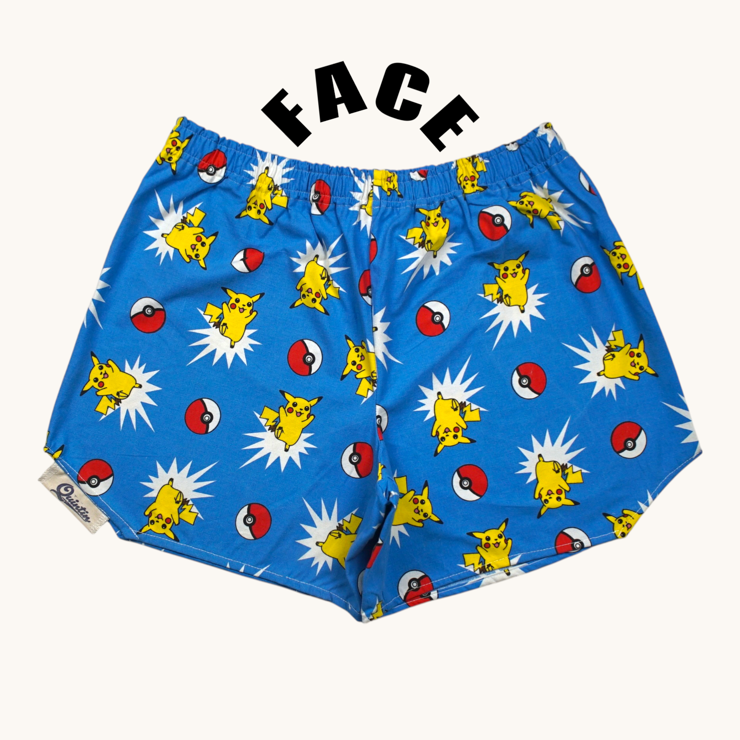 Short parachute Pokémon – Coton upcyclé – Taille unique S à L – Unisexe – Collection Pop Culture – Quintín