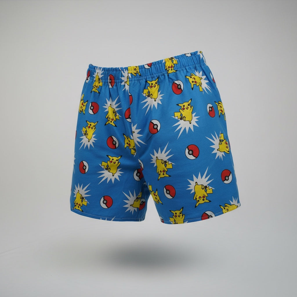 Short parachute Pokémon – Coton upcyclé – Taille unique S à L – Unisexe – Collection Pop Culture – Quintín