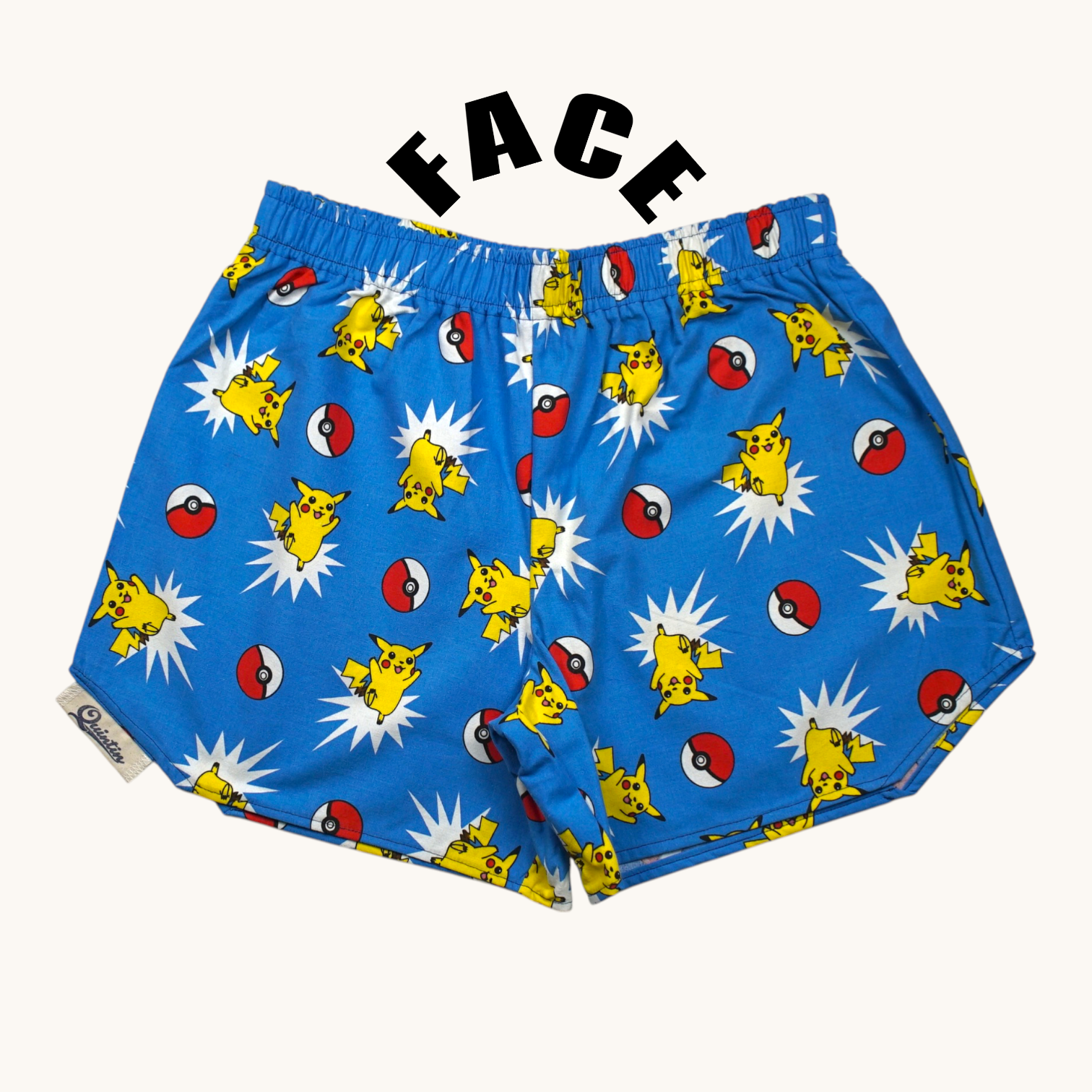 Short parachute Pokémon n°2 – Coton upcyclé – Taille unique S à L – Unisexe – Collection Pop Culture – Quintín