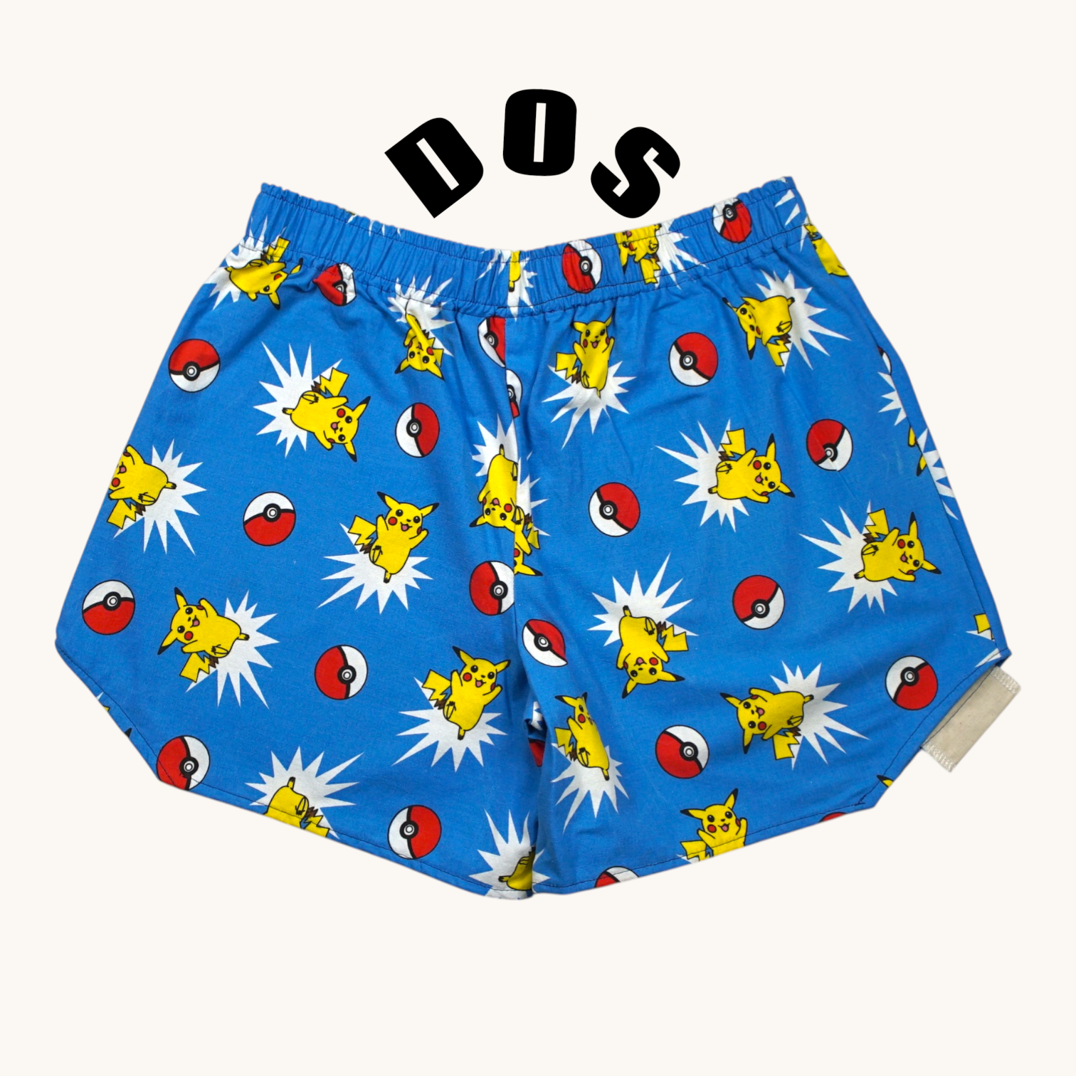 Short parachute Pokémon n°2 – Coton upcyclé – Taille unique S à L – Unisexe – Collection Pop Culture – Quintín