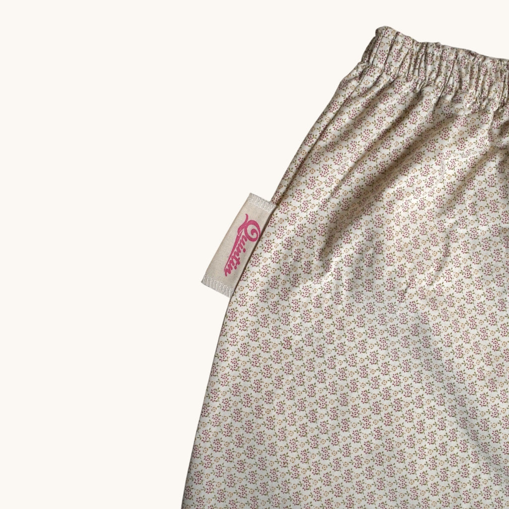Pantalón acampanado con estampado Liberty – Algodón reciclado – Talla única (S a L) – Unisex – Colección estampado floral – Quintín