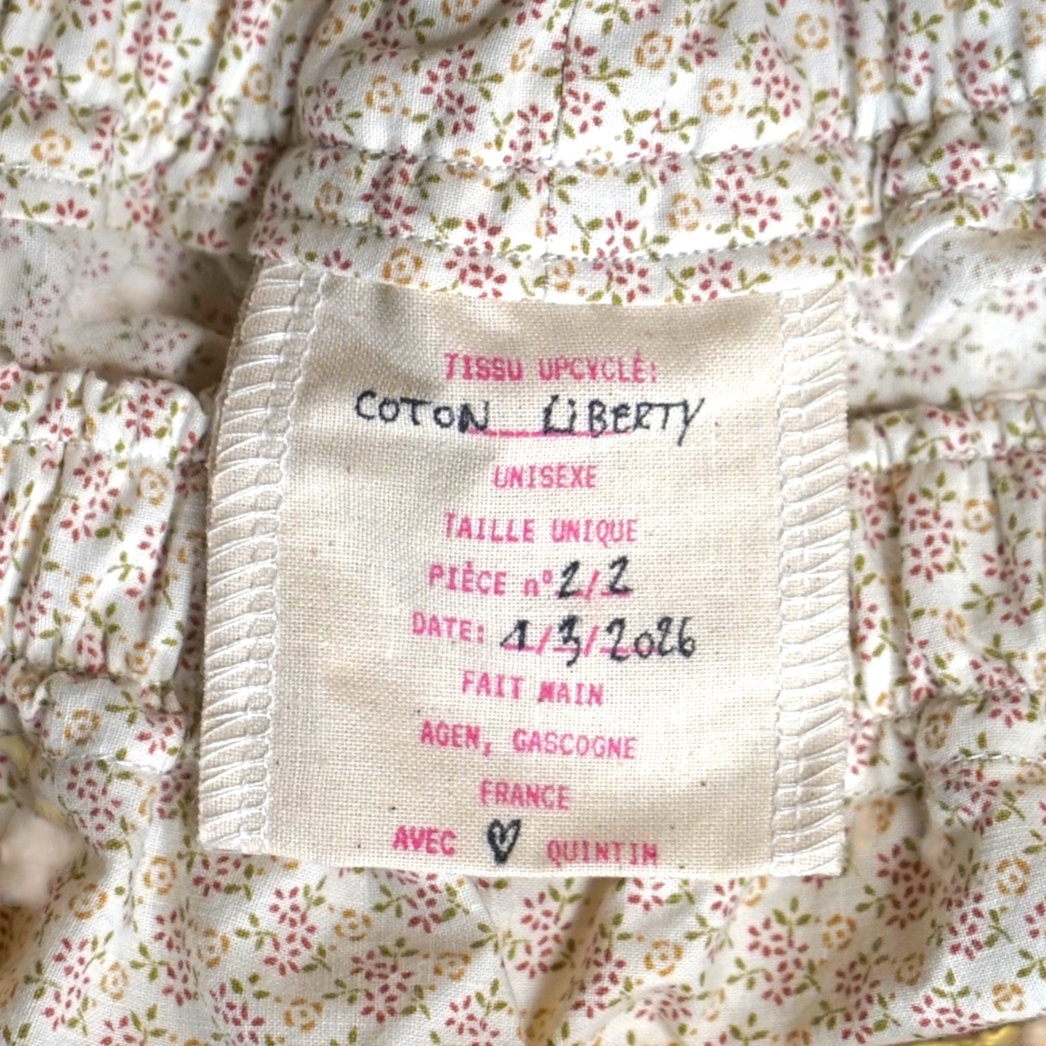 Pantalón acampanado con estampado Liberty – Algodón reciclado – Talla única (S a L) – Unisex – Colección estampado floral – Quintín