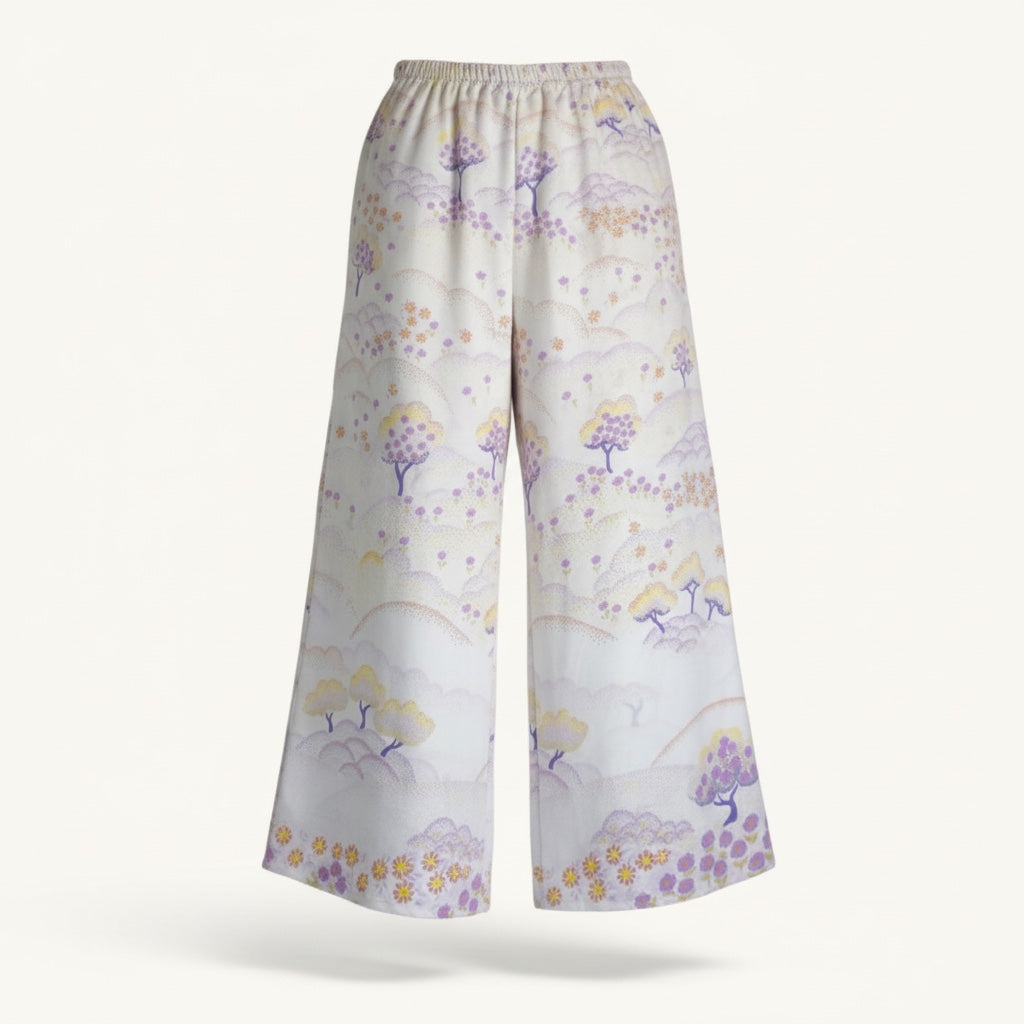 Pantalon évasé Paysage 70's n°2 – Coton upcyclé – Taille unique S à L – Unisexe – Collection Années 70 – Quintín