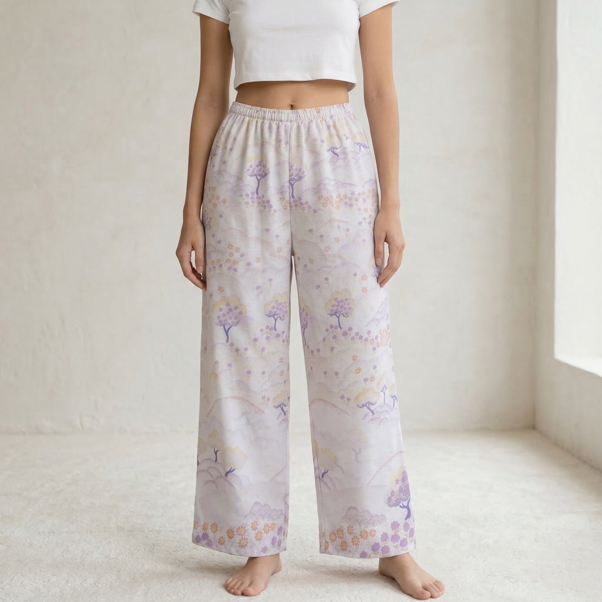 Pantalon évasé Paysage 70's – Coton upcyclé – Taille unique S à L – Unisexe – Collection Années 70 – Quintín