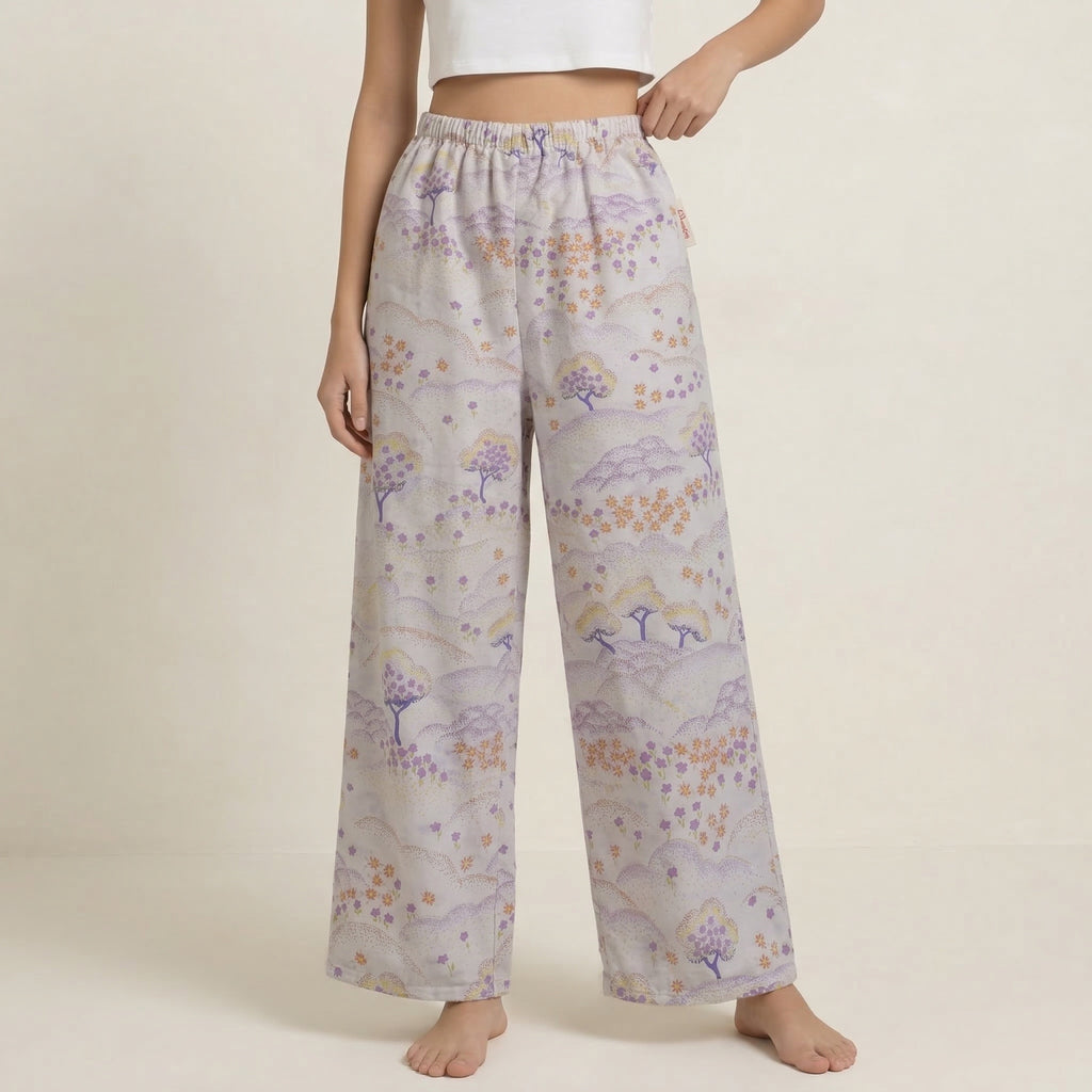 Pantalon évasé Paysage 70's n°2 – Coton upcyclé – Taille unique S à L – Unisexe – Collection Années 70 – Quintín
