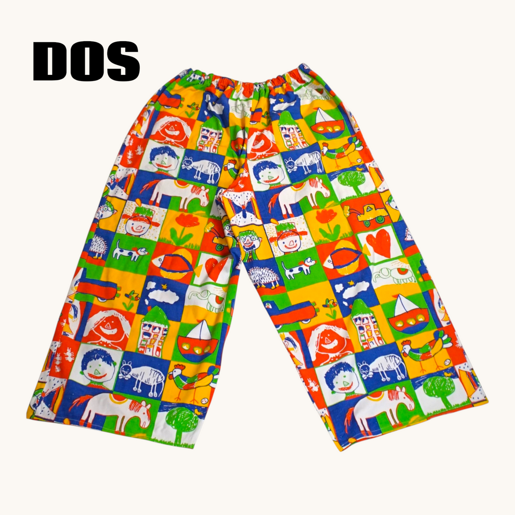 Pantalon oversize Dibujos – Coton upcyclé – Taille unique S à L – Unisexe – Collection Pop Culture – Quintín