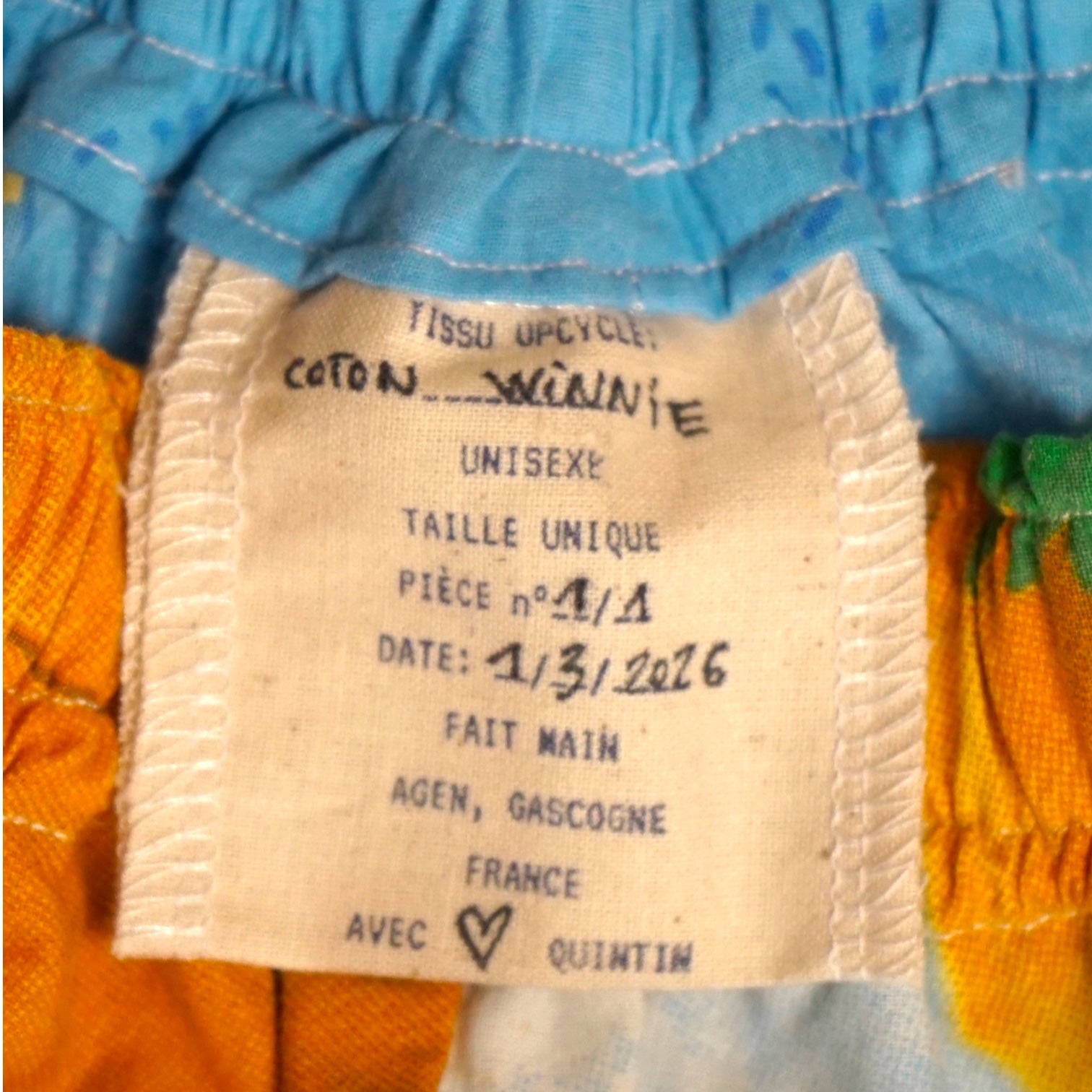 Pantalon oversize Winnie & Tigrou – Coton upcyclé – Taille unique S à L – Unisexe – Collection Pop Culture – Quintín