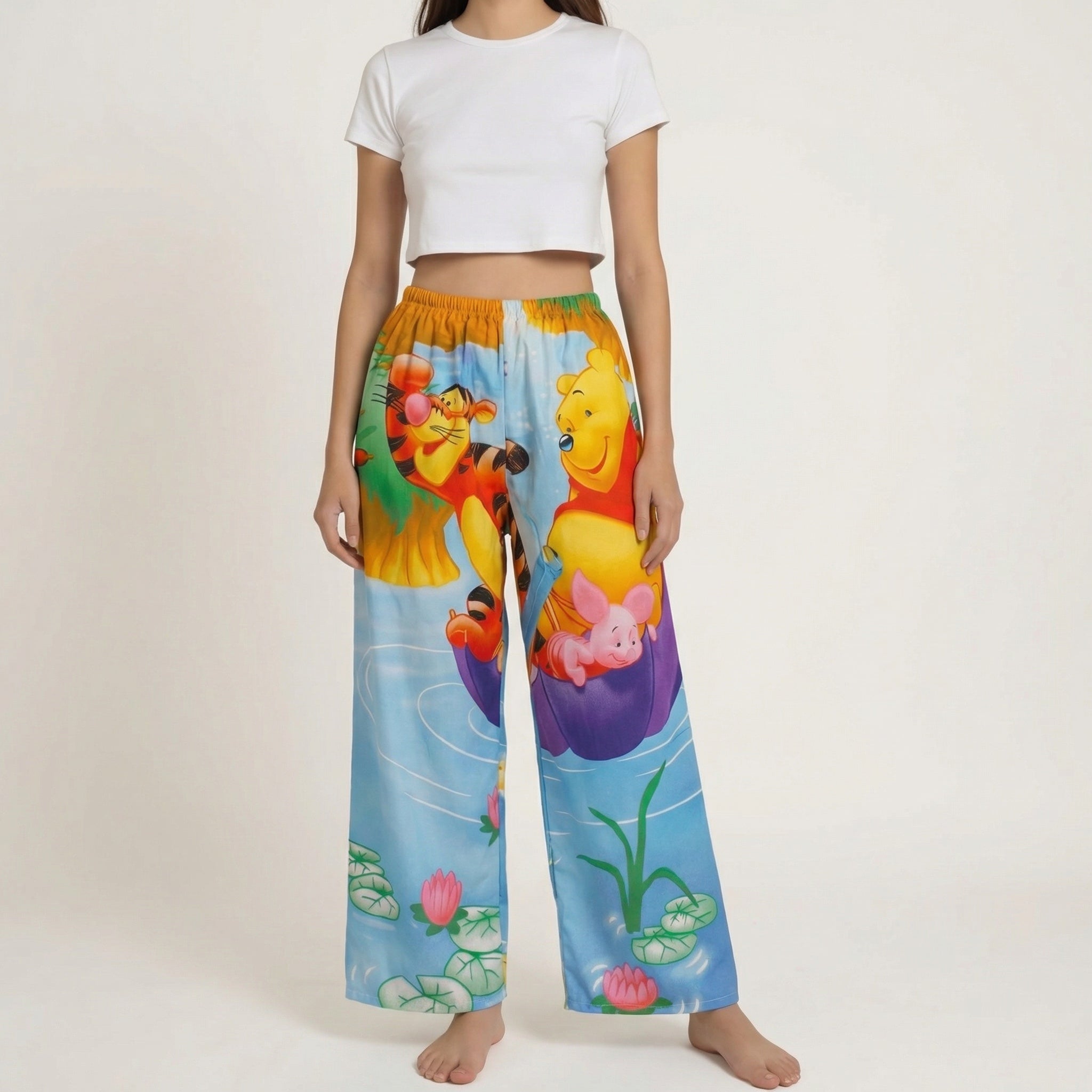 Pantalon oversize Winnie & Tigrou – Coton upcyclé – Taille unique S à L – Unisexe – Collection Pop Culture – Quintín