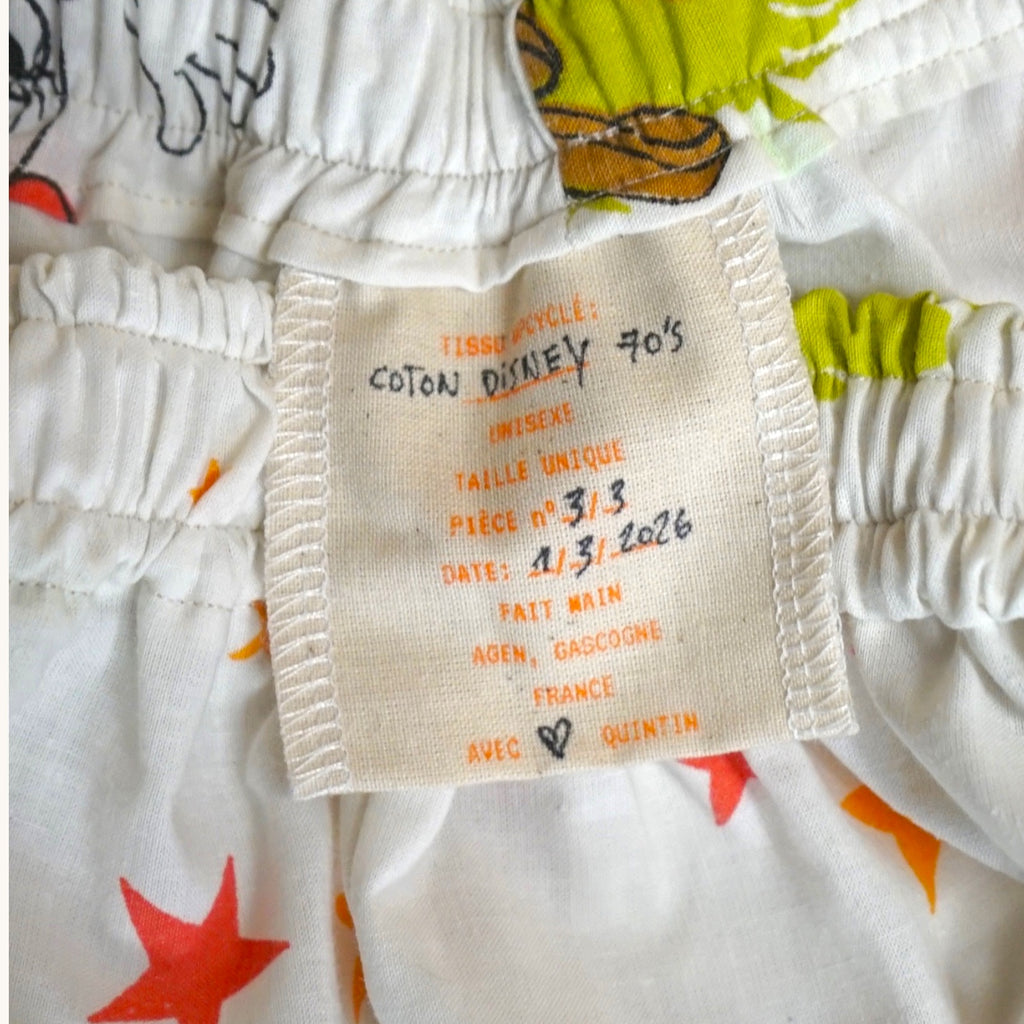 Pantalon oversize Disney 70's – Coton upcyclé – Taille unique S à L – Unisexe – Collection Pop Culture – Quintín