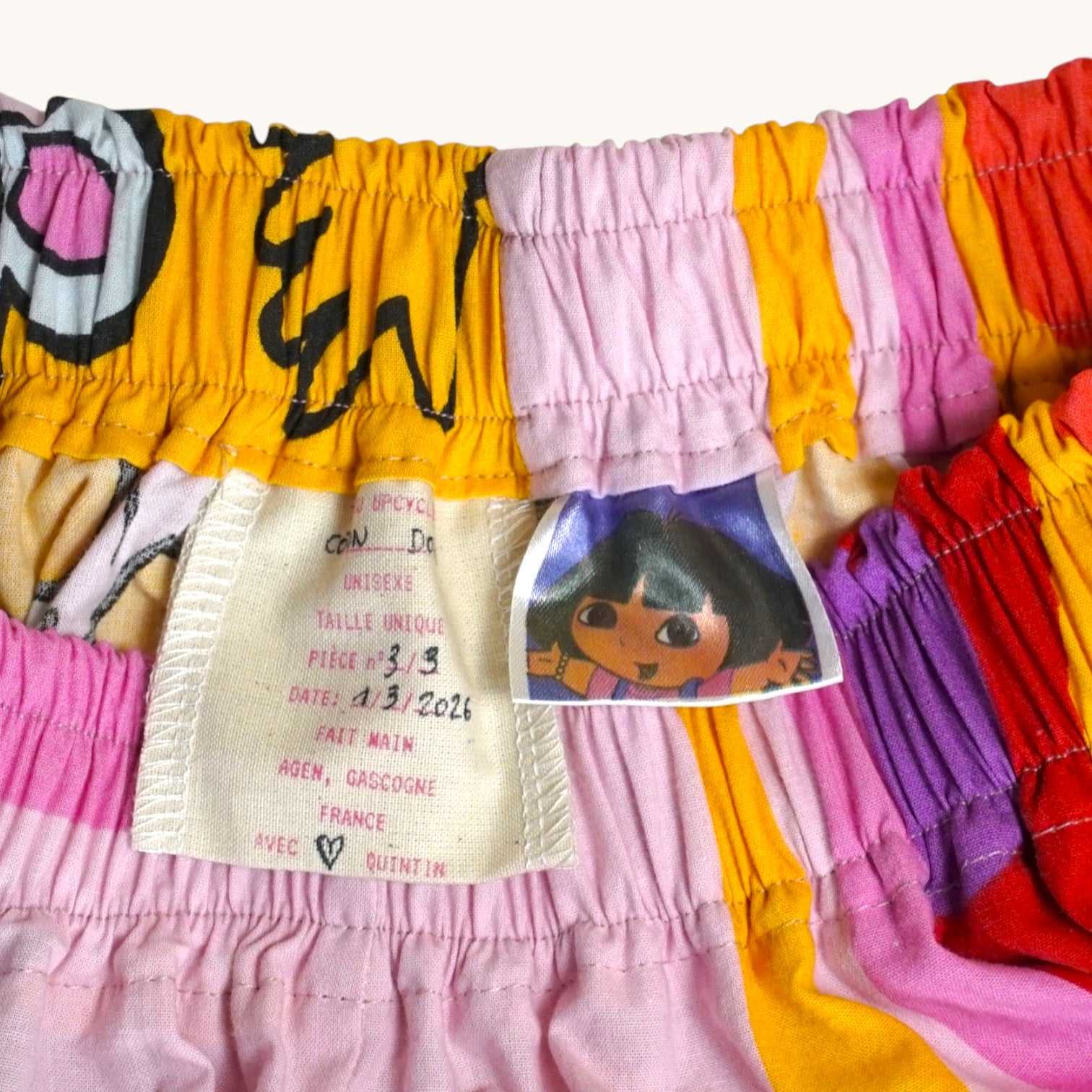 Pantalon oversize Dora – Coton upcyclé – Taille unique S à L – Unisexe – Collection Pop Culture – Quintín